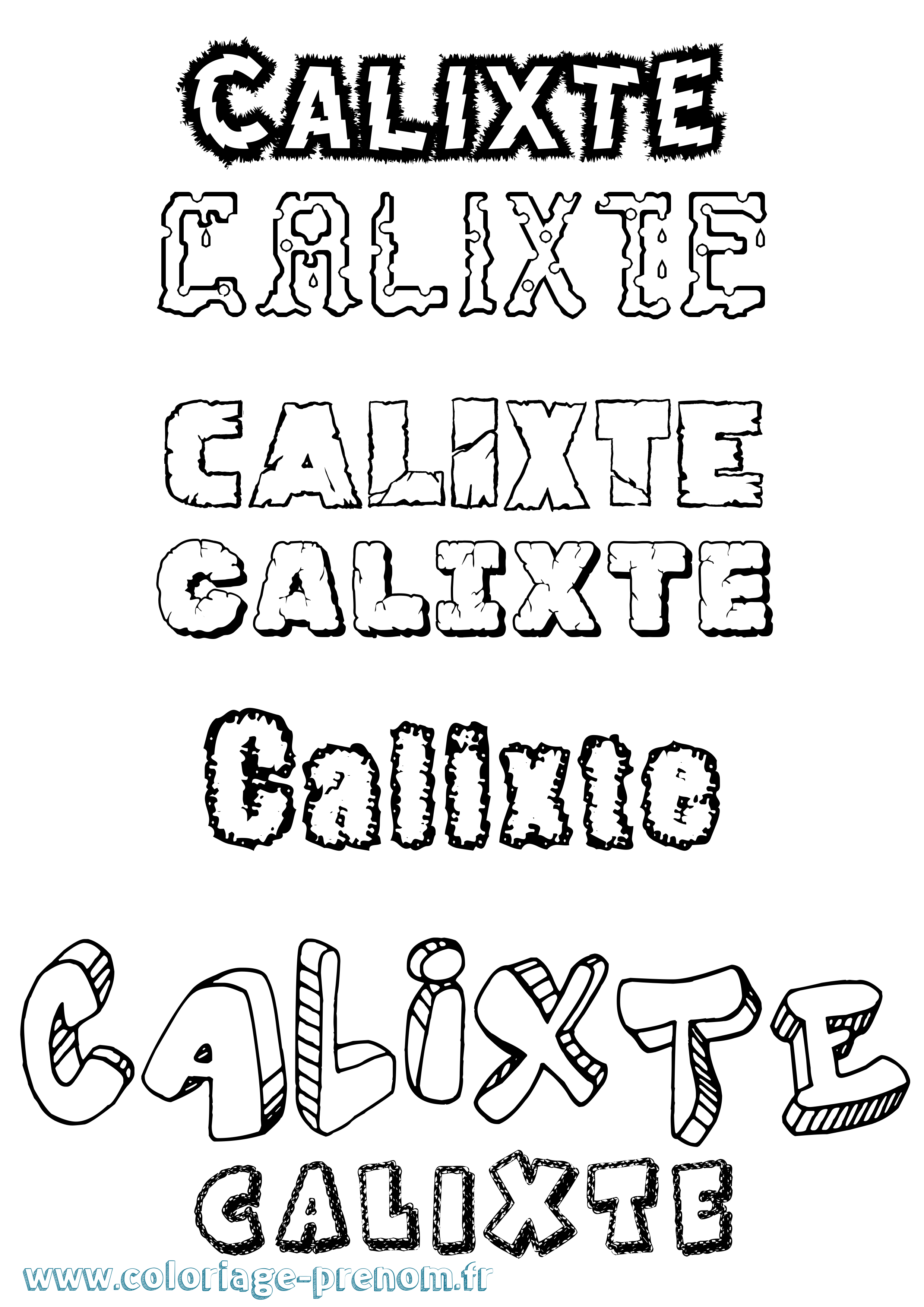 Coloriage prénom Calixte