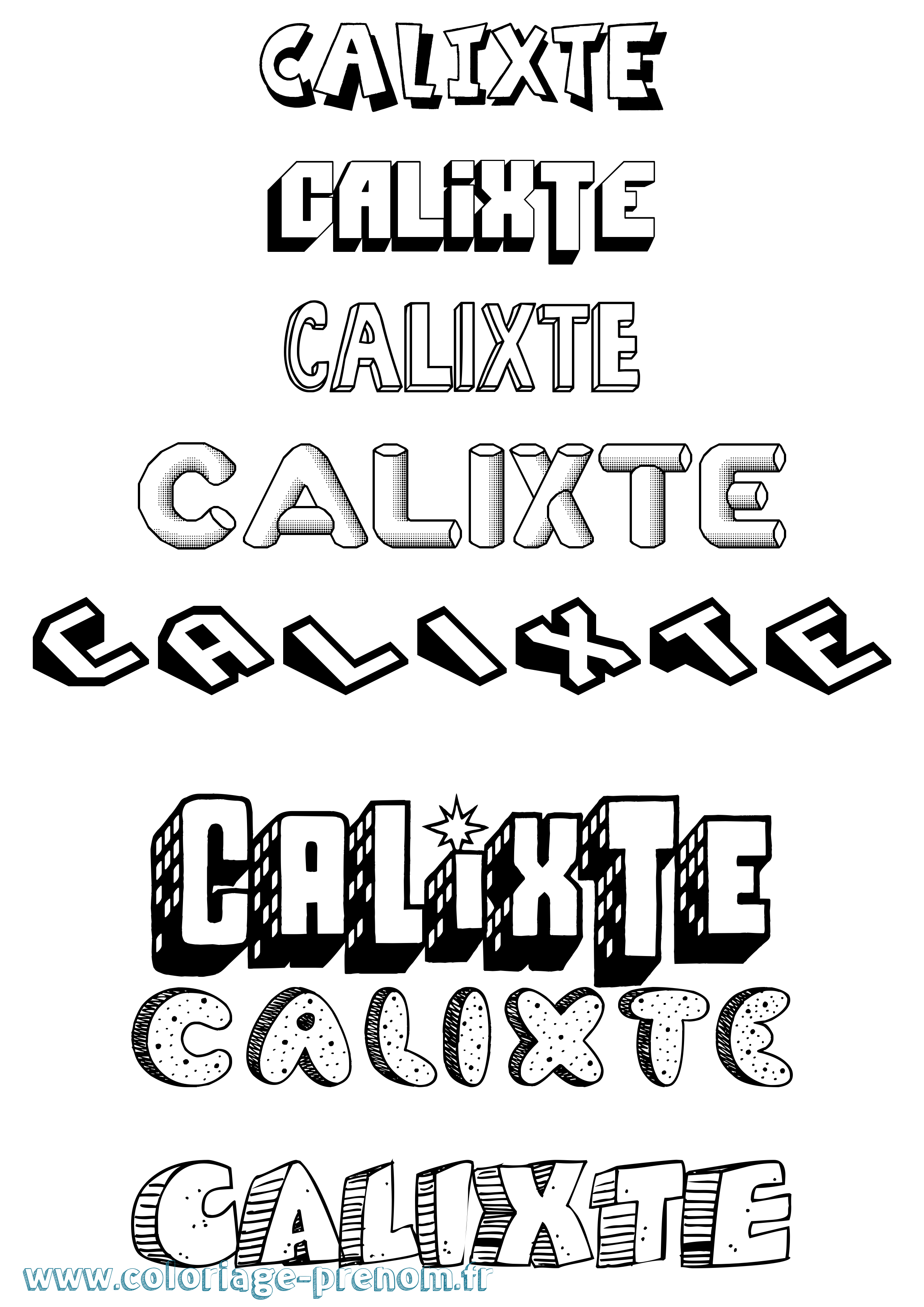 Coloriage prénom Calixte Effet 3D