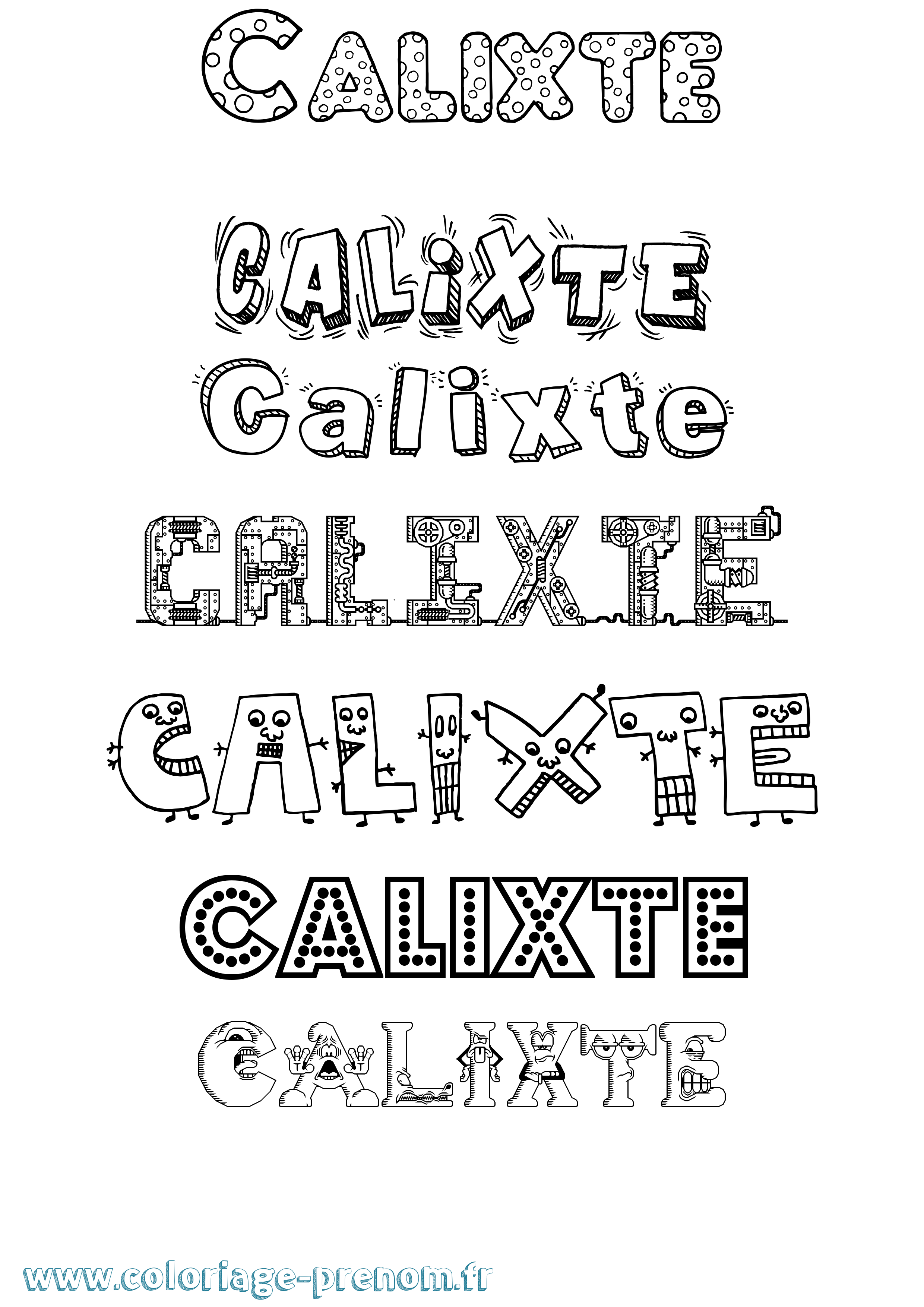 Coloriage prénom Calixte Fun