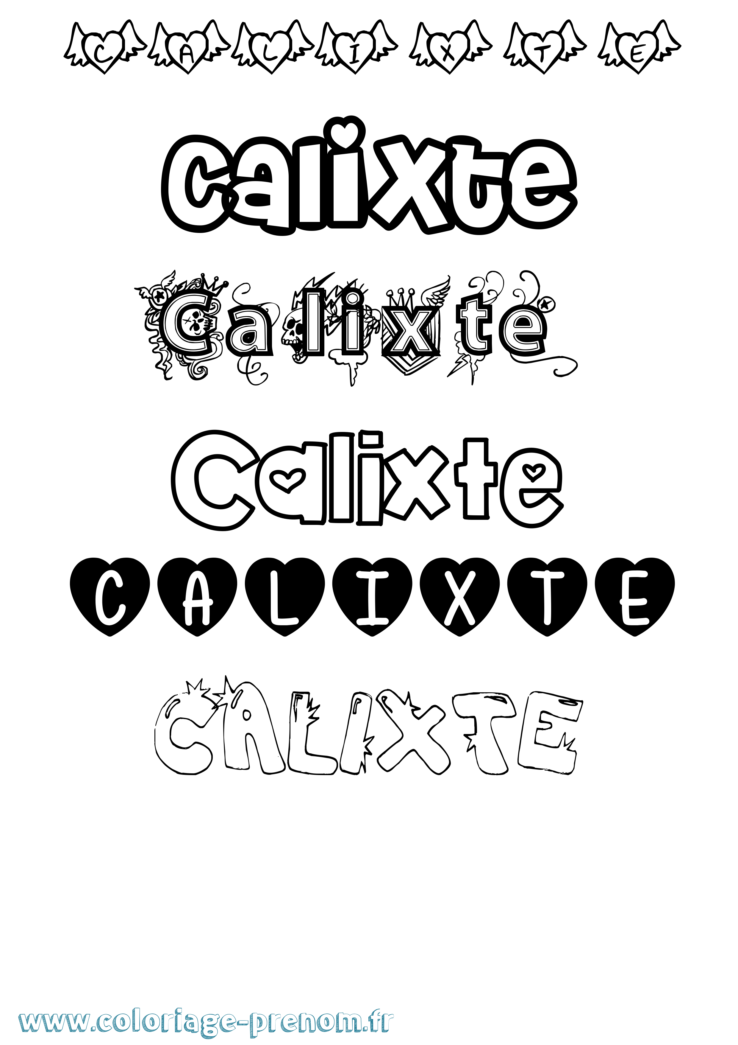 Coloriage prénom Calixte Girly