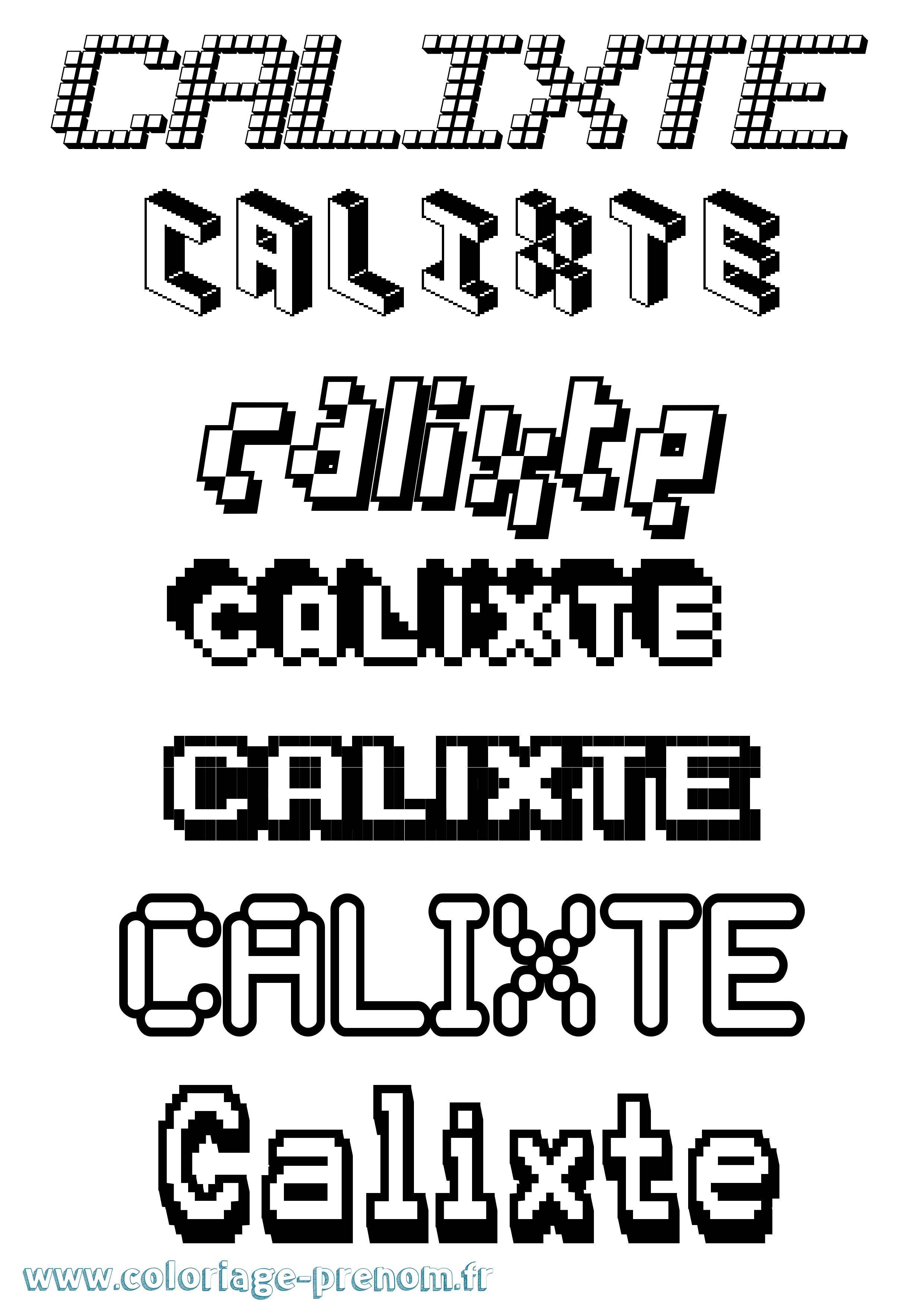 Coloriage prénom Calixte Pixel