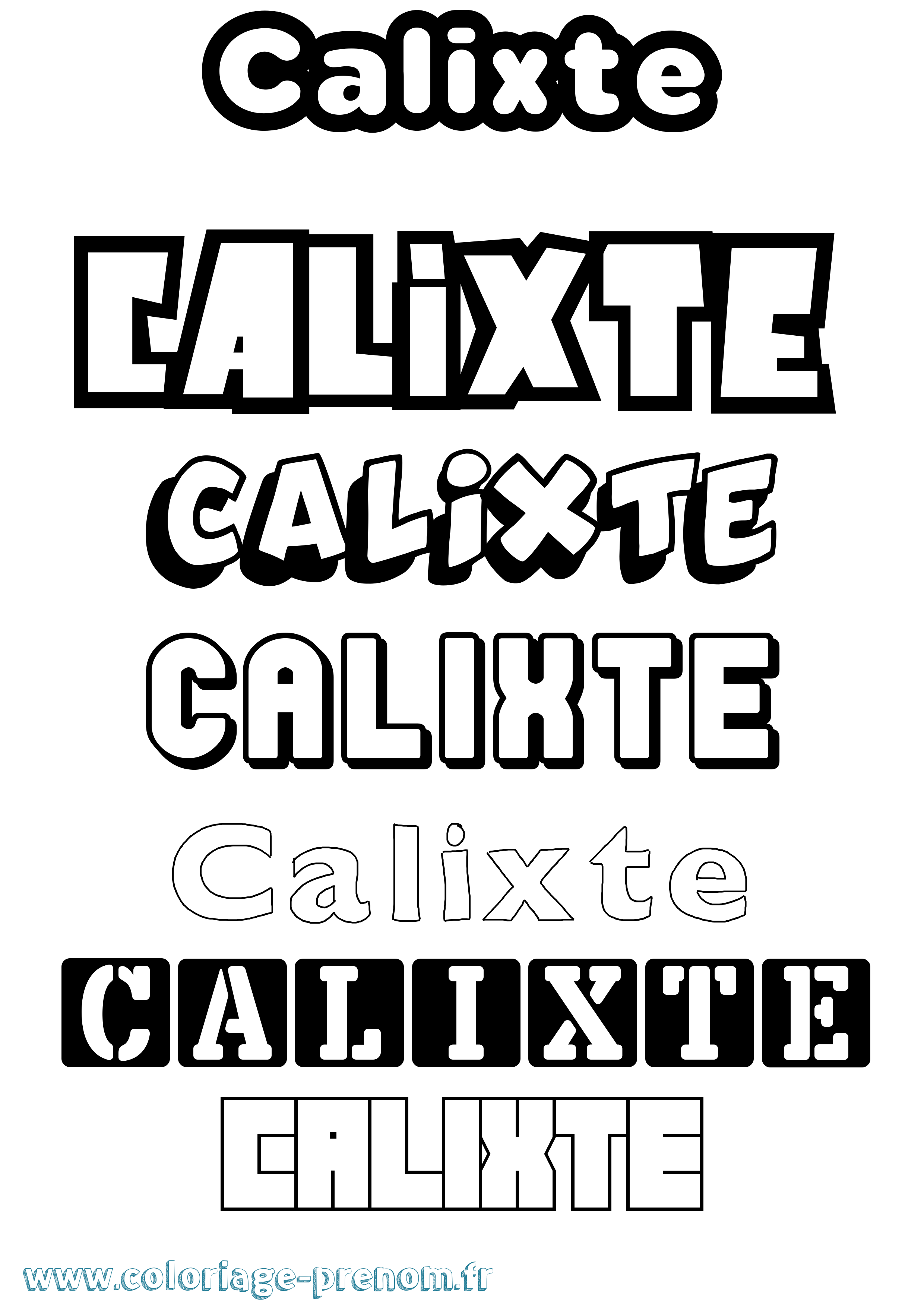 Coloriage prénom Calixte Simple