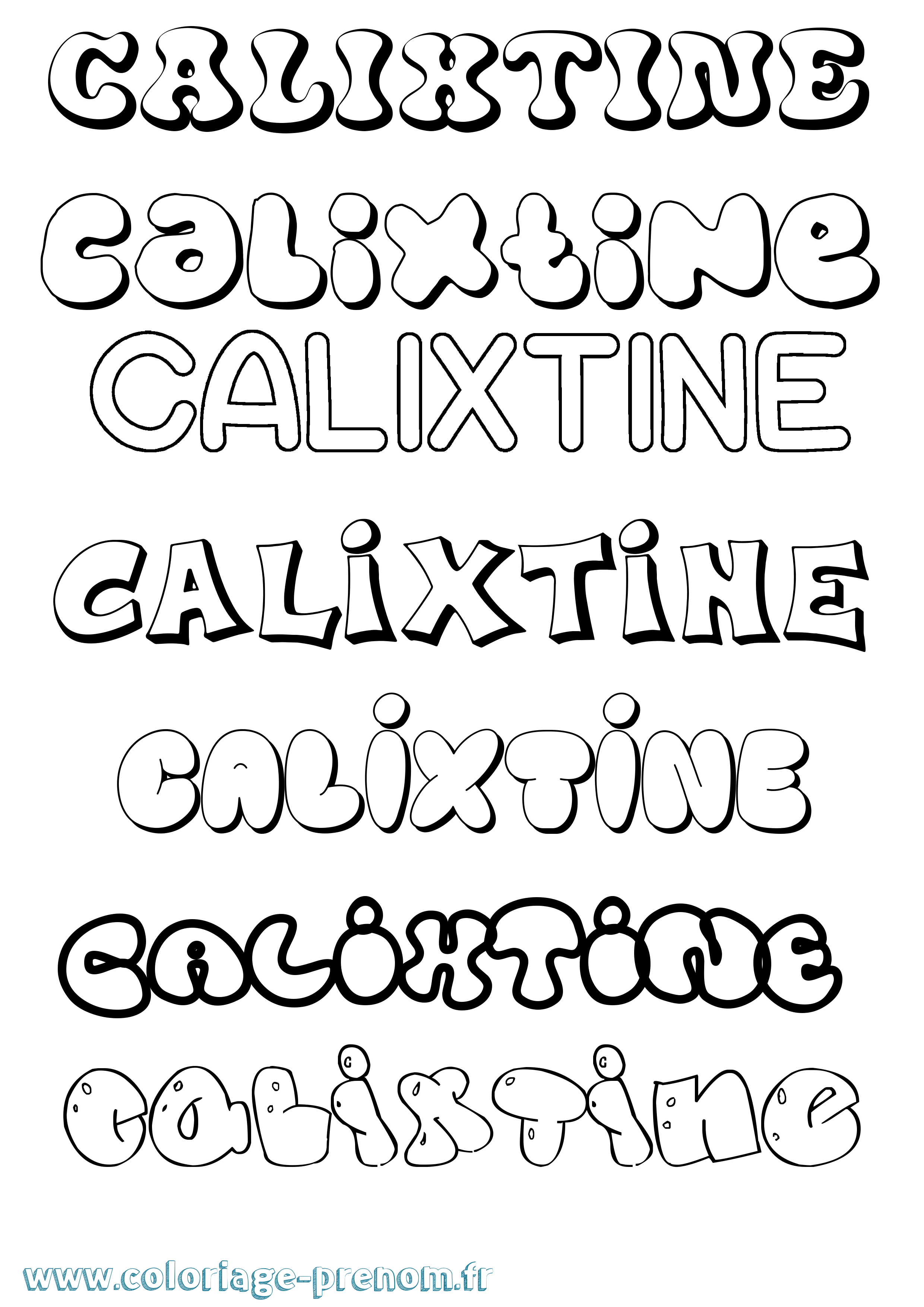 Coloriage Calixtine Bubble Coloriage prénom Calixtine Bubble