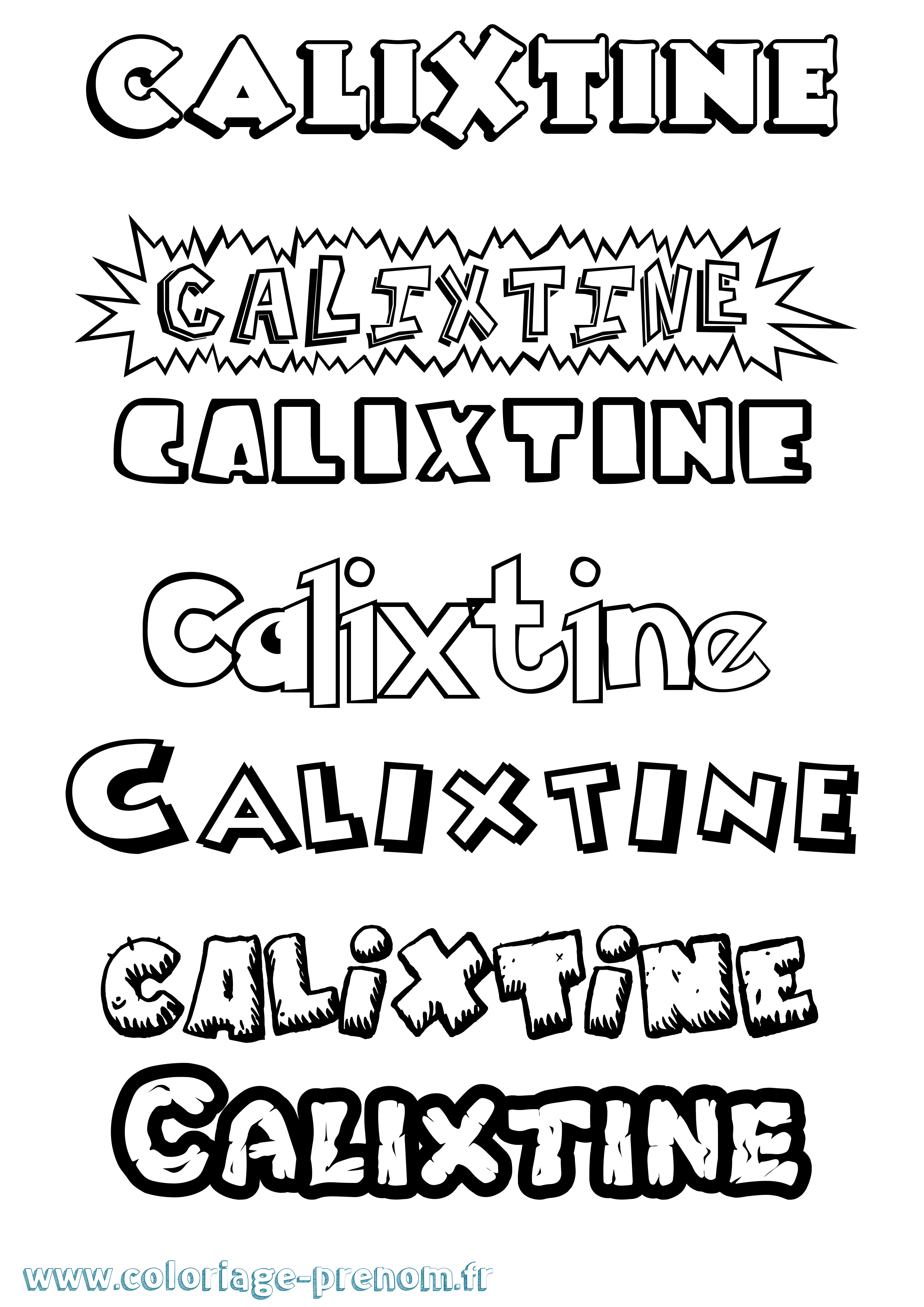 Coloriage Calixtine Dessin Animé Coloriage prénom Calixtine Dessin Animé