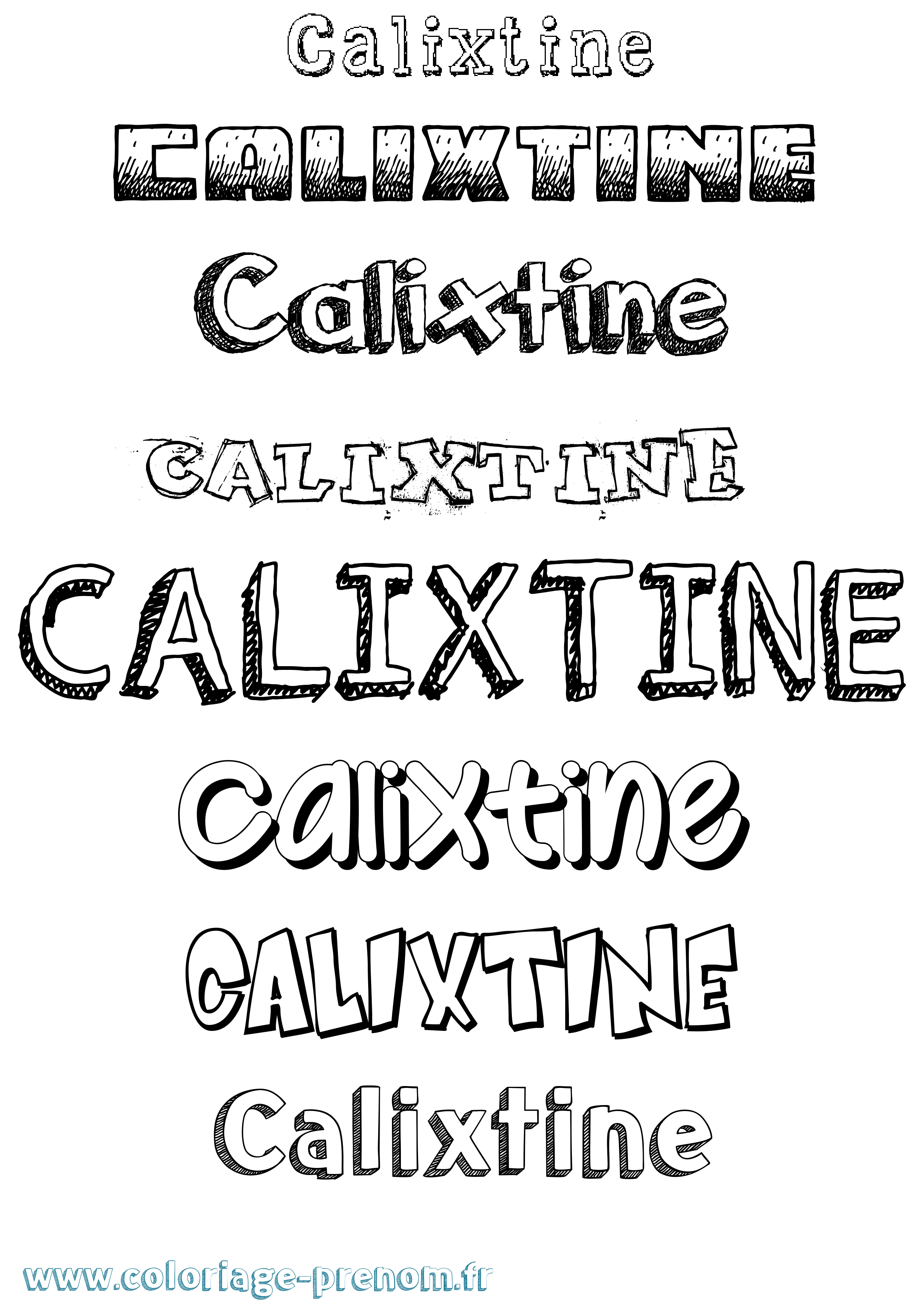 Coloriage Calixtine Dessiné Coloriage prénom Calixtine Dessiné