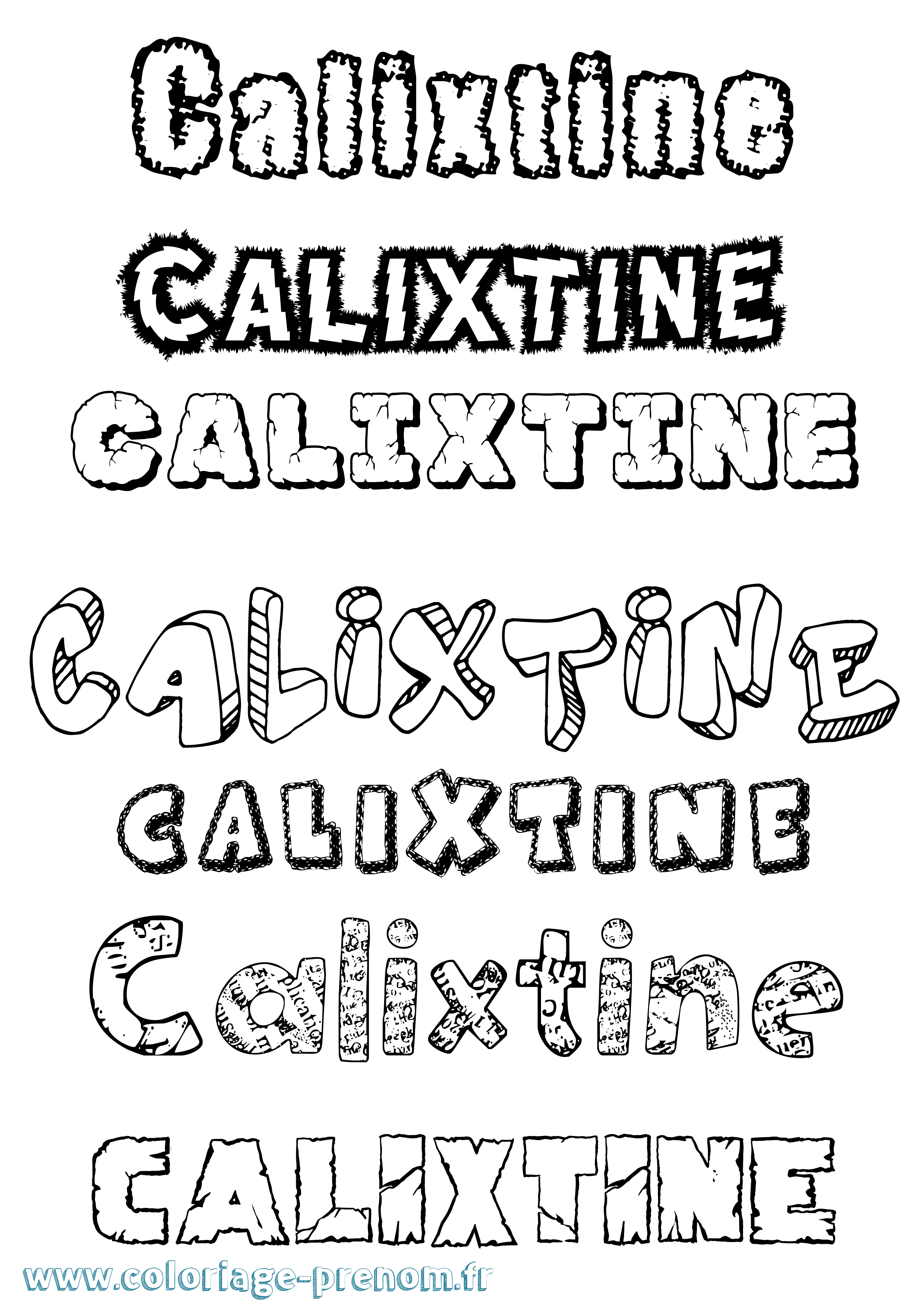 Coloriage Calixtine Destructuré Coloriage prénom Calixtine Destructuré