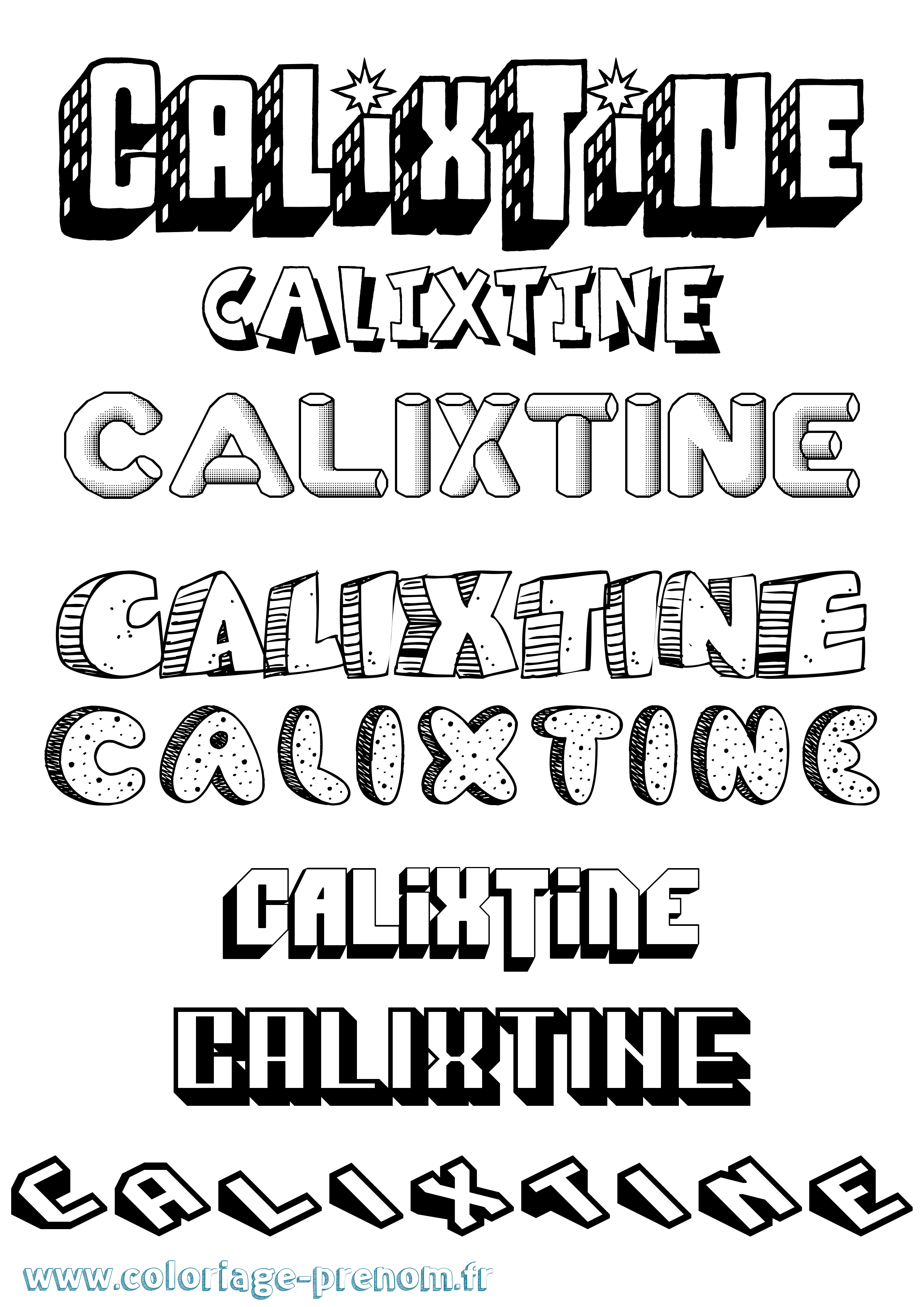 Coloriage Calixtine Effet 3D Coloriage prénom Calixtine Effet 3D