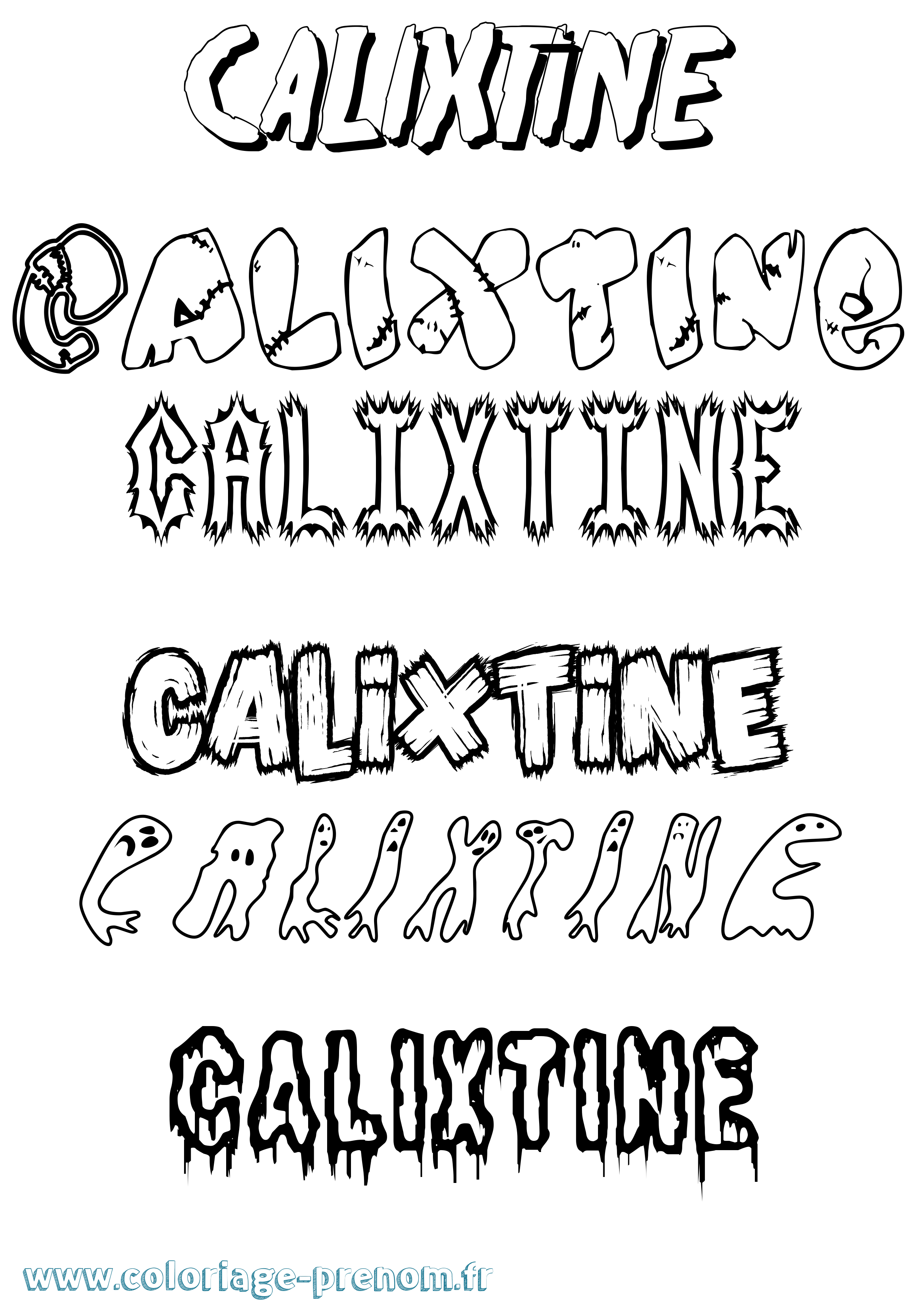 Coloriage Calixtine Frisson Coloriage prénom Calixtine Frisson