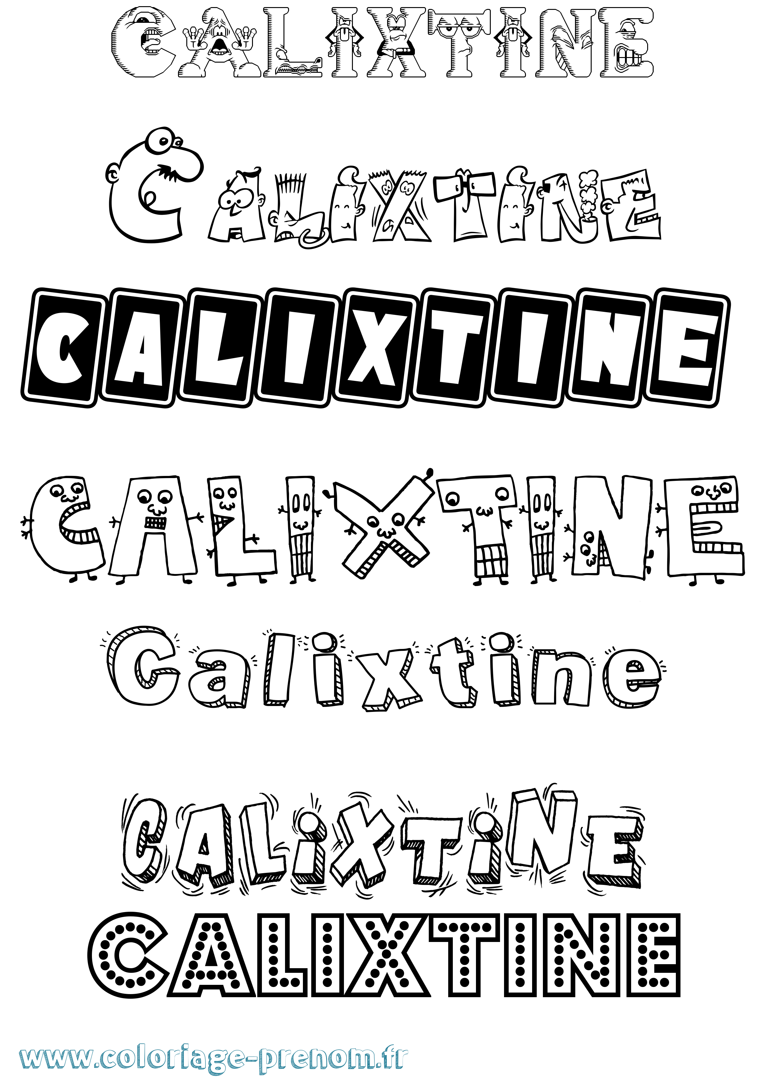 Coloriage Calixtine Fun Coloriage prénom Calixtine Fun