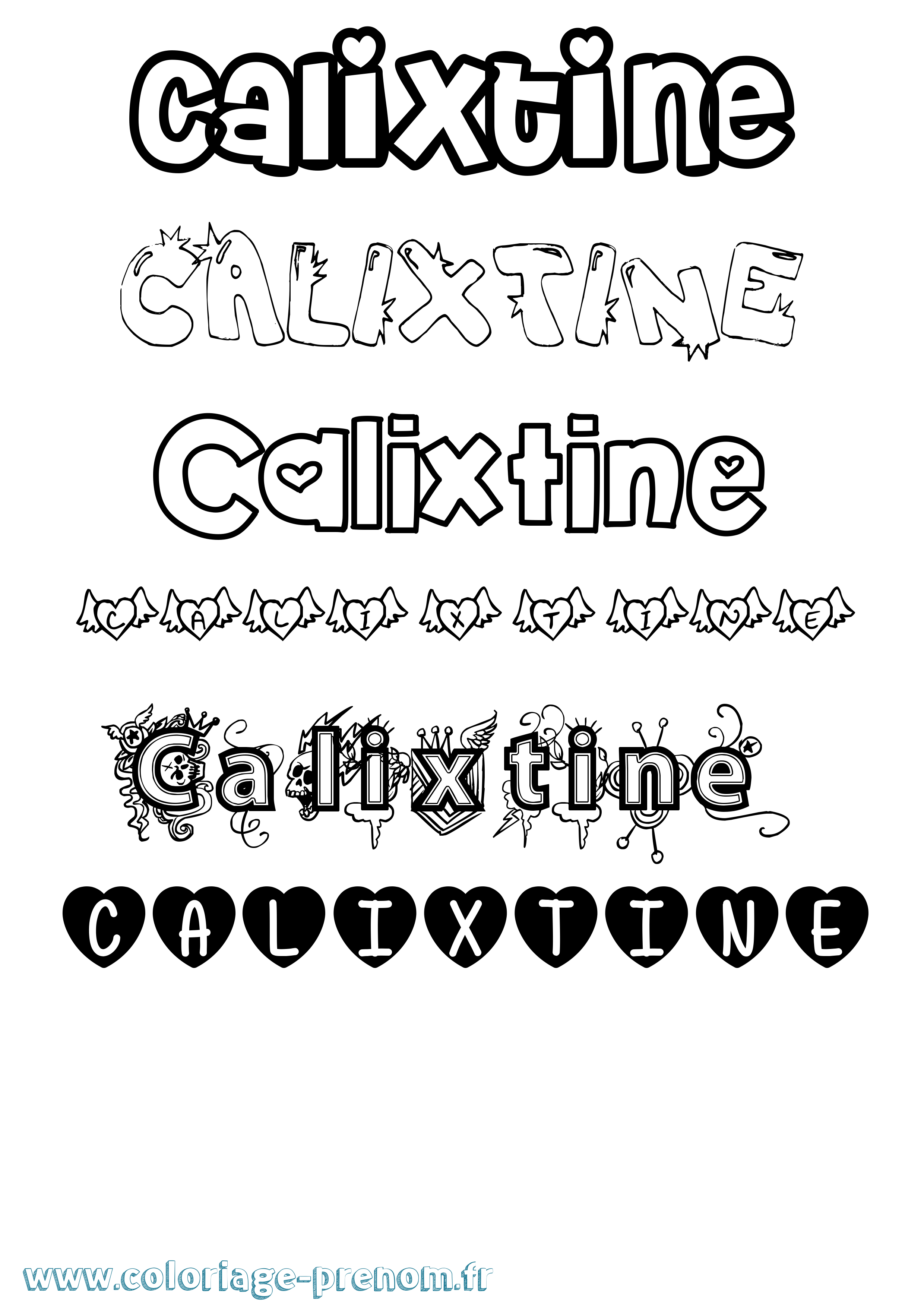 Coloriage Calixtine Girly Coloriage prénom Calixtine Girly