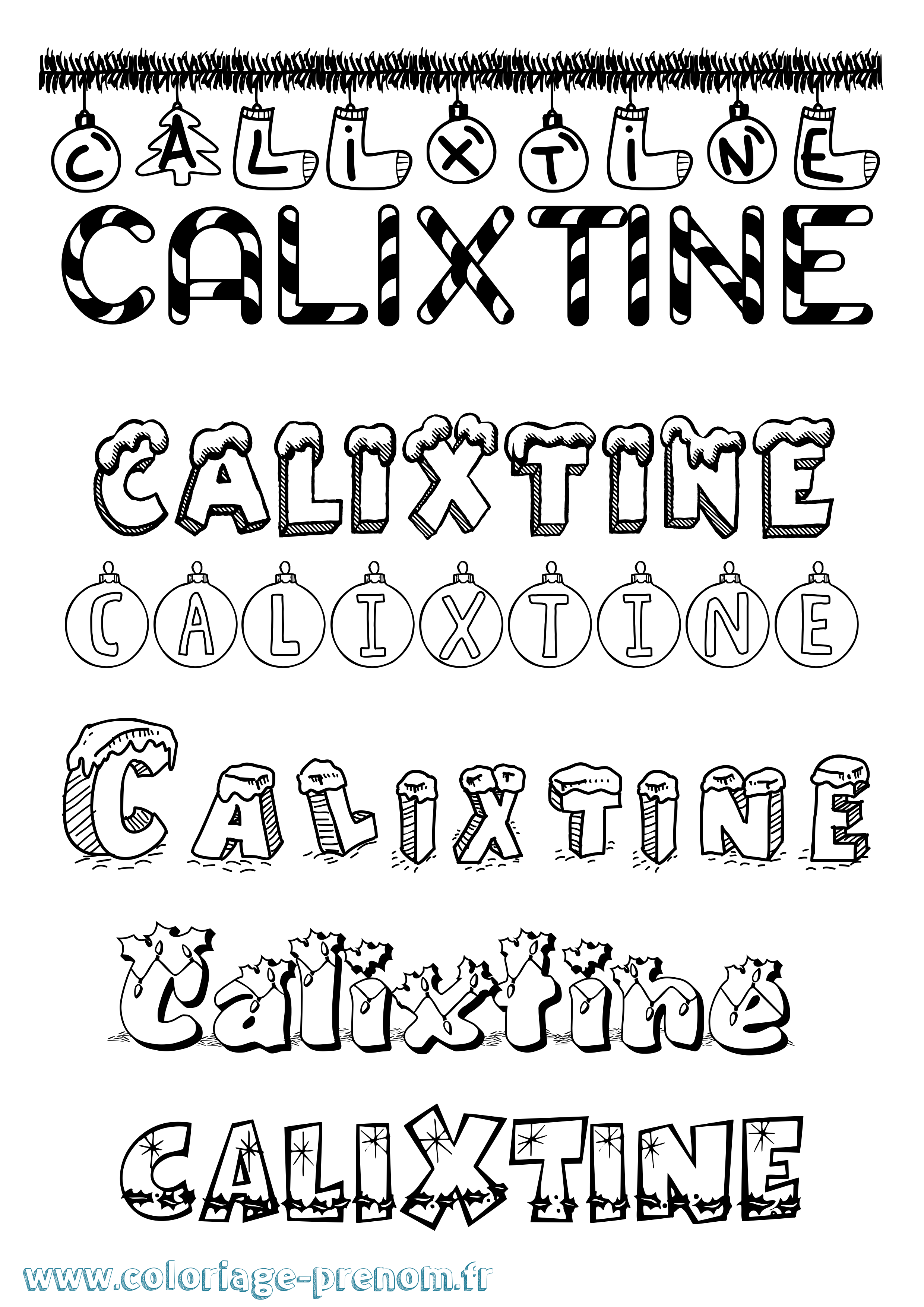 Coloriage Calixtine Noël Coloriage prénom Calixtine Noël