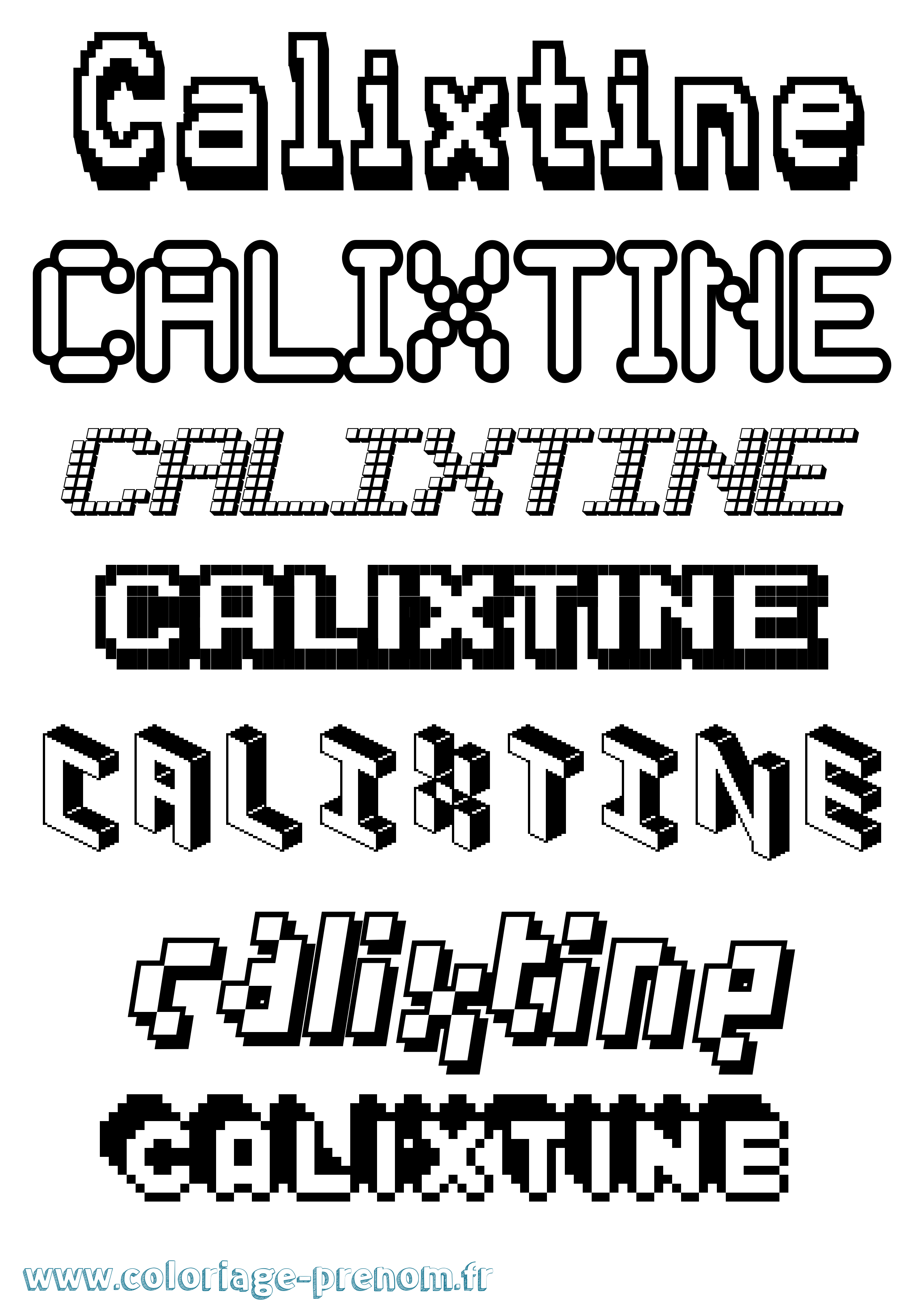 Coloriage Calixtine Pixel Coloriage prénom Calixtine Pixel
