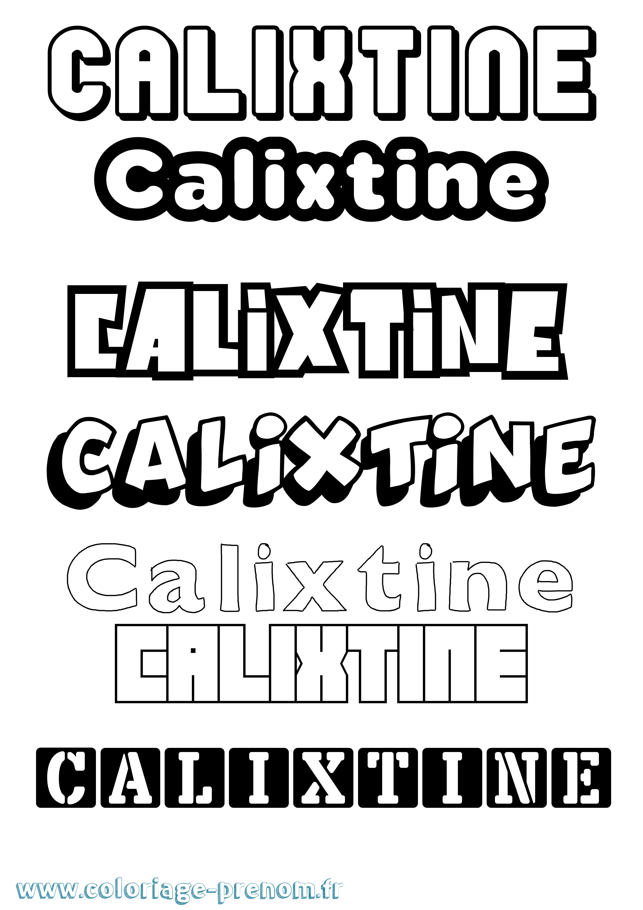 Coloriage Calixtine Simple Coloriage prénom Calixtine Simple