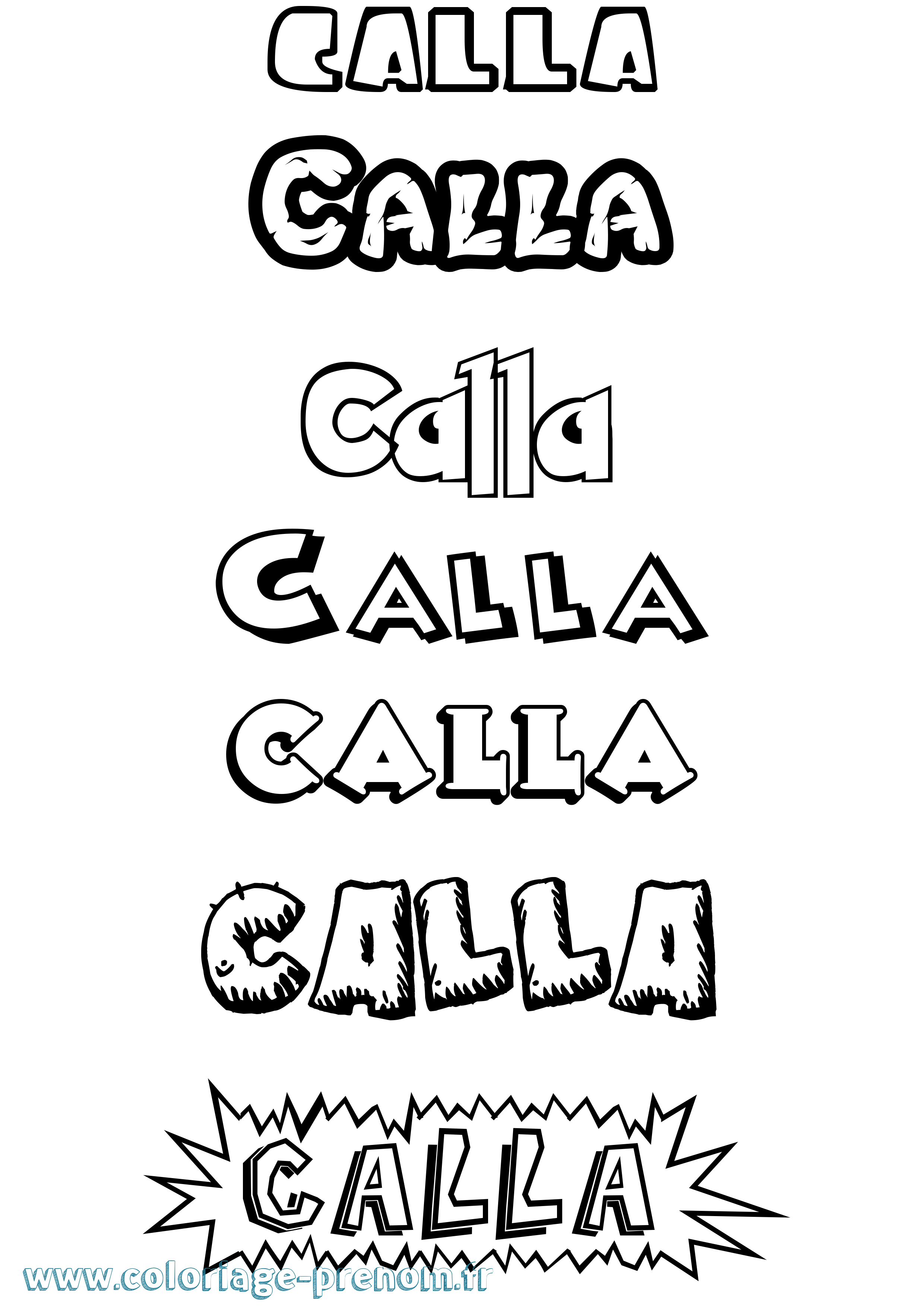 Coloriage Calla Dessin Animé Coloriage prénom Calla Dessin Animé