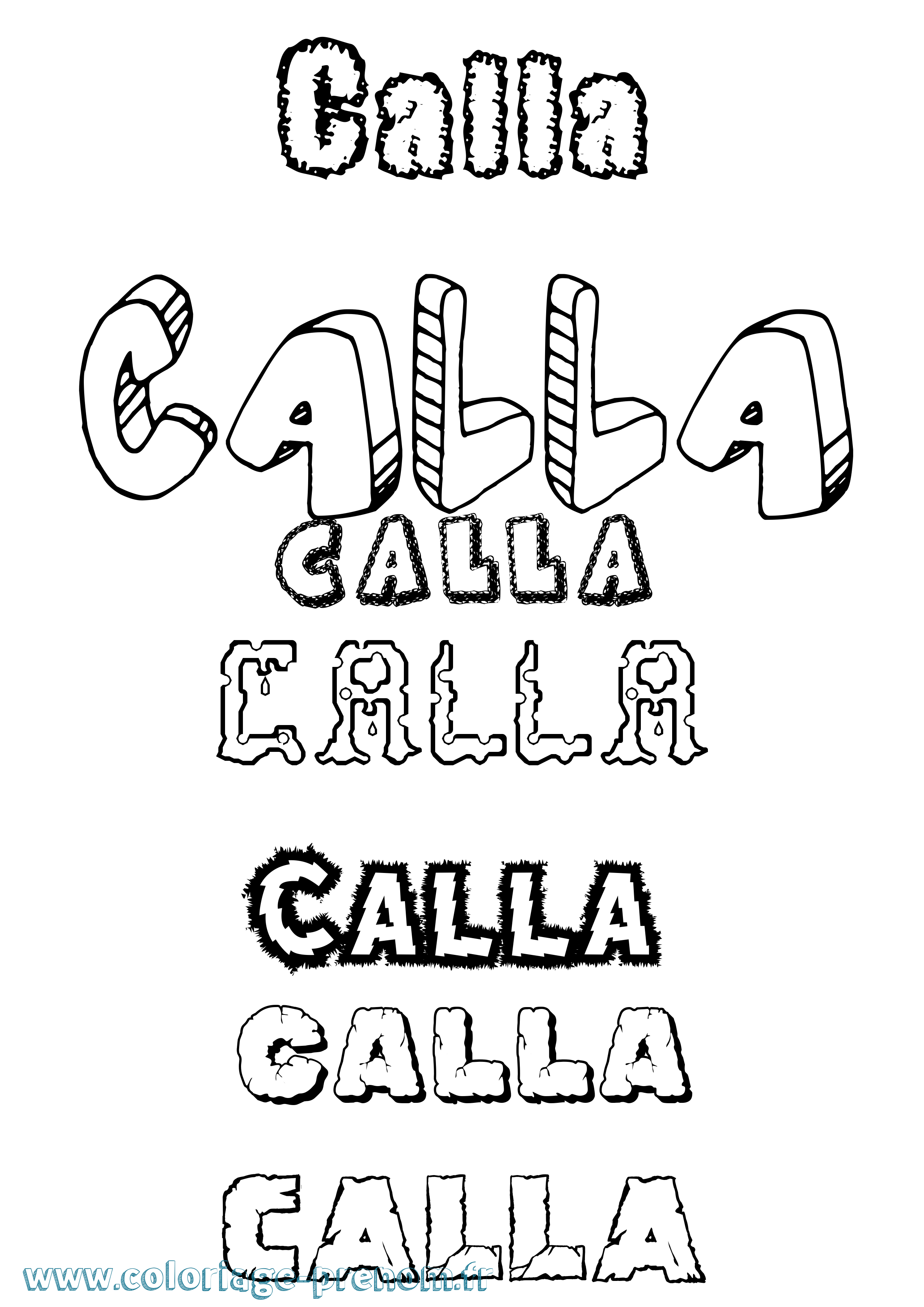 Coloriage prénom Calla Destructuré