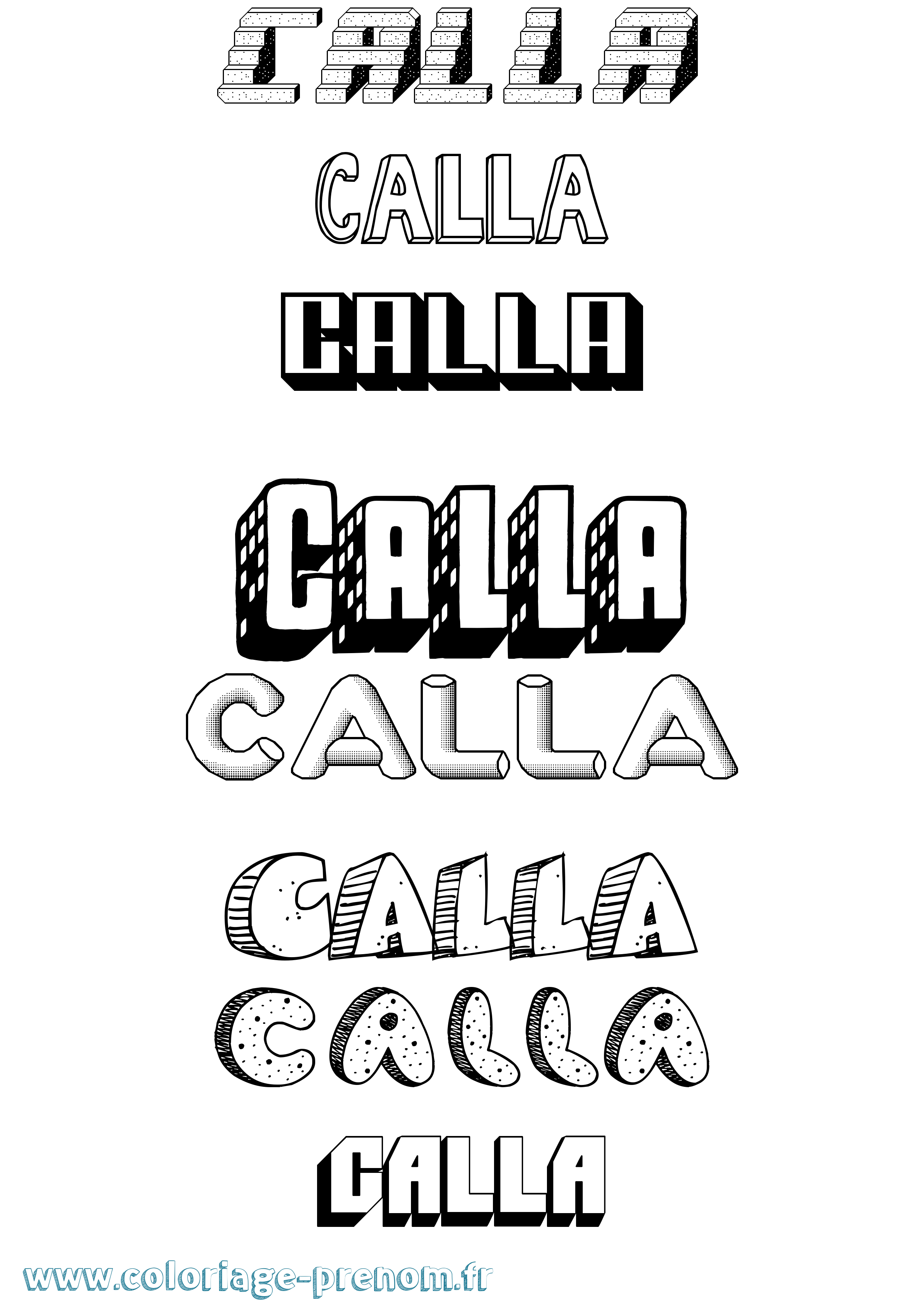 Coloriage prénom Calla Effet 3D