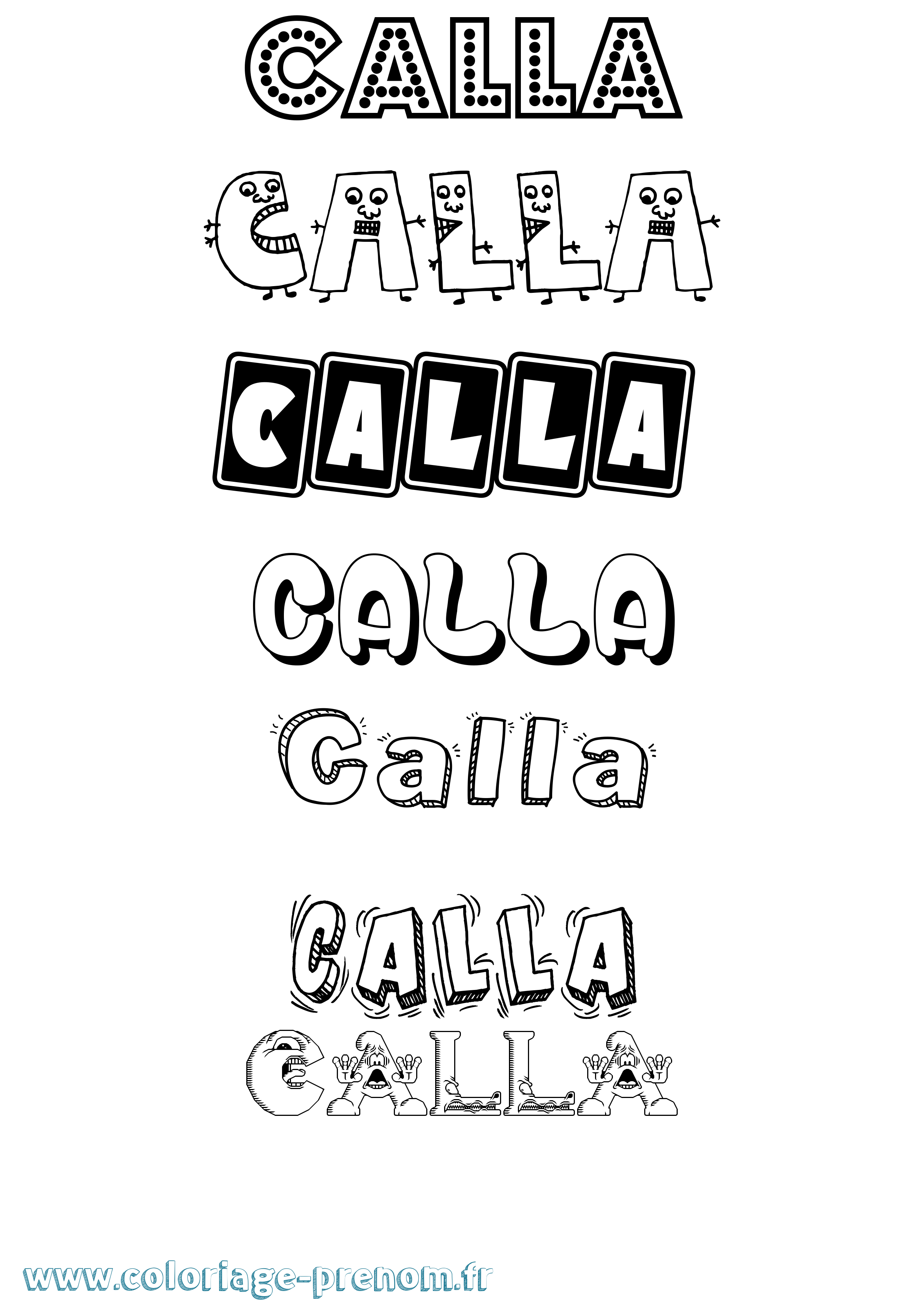 Coloriage prénom Calla Fun