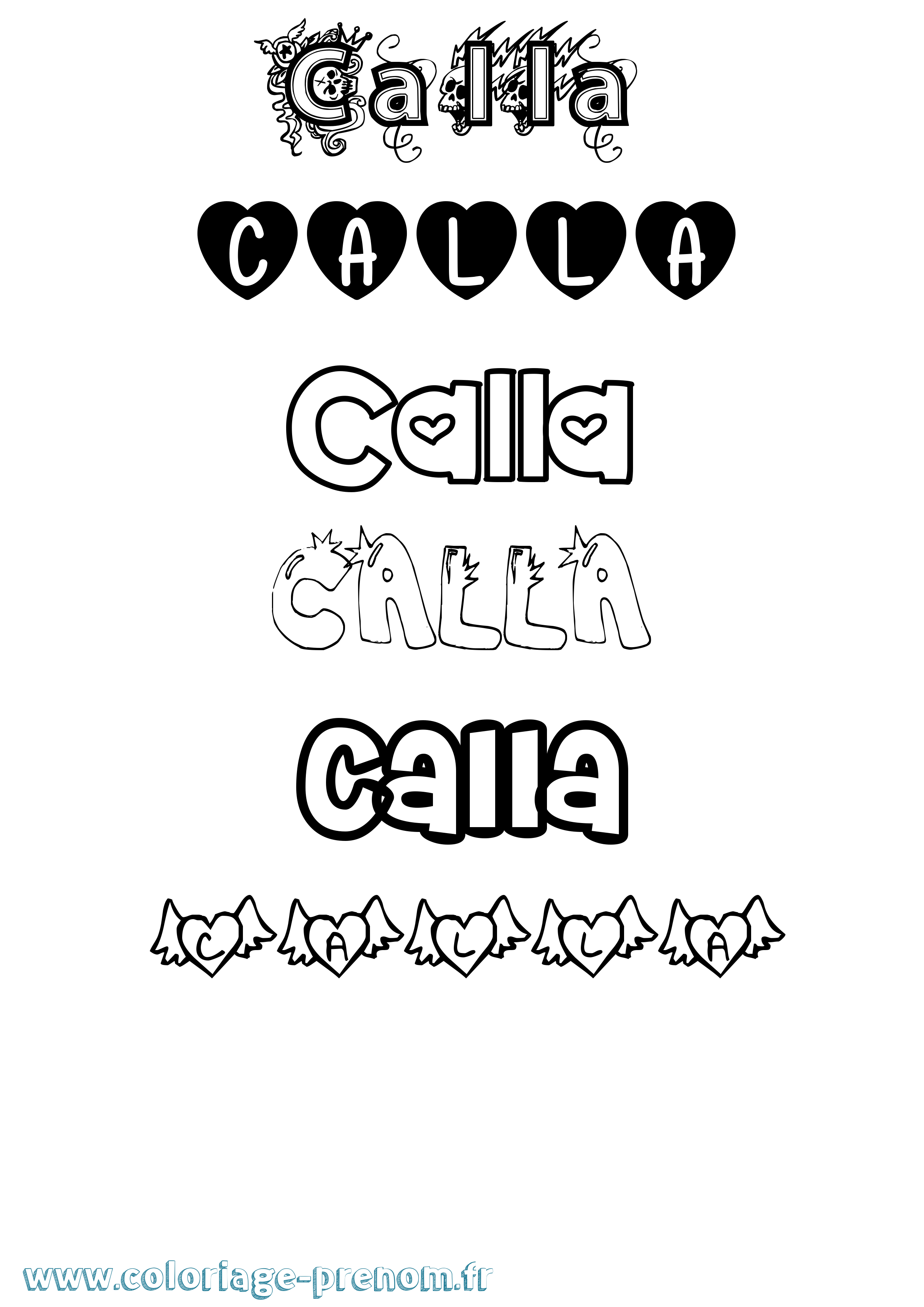 Coloriage prénom Calla Girly