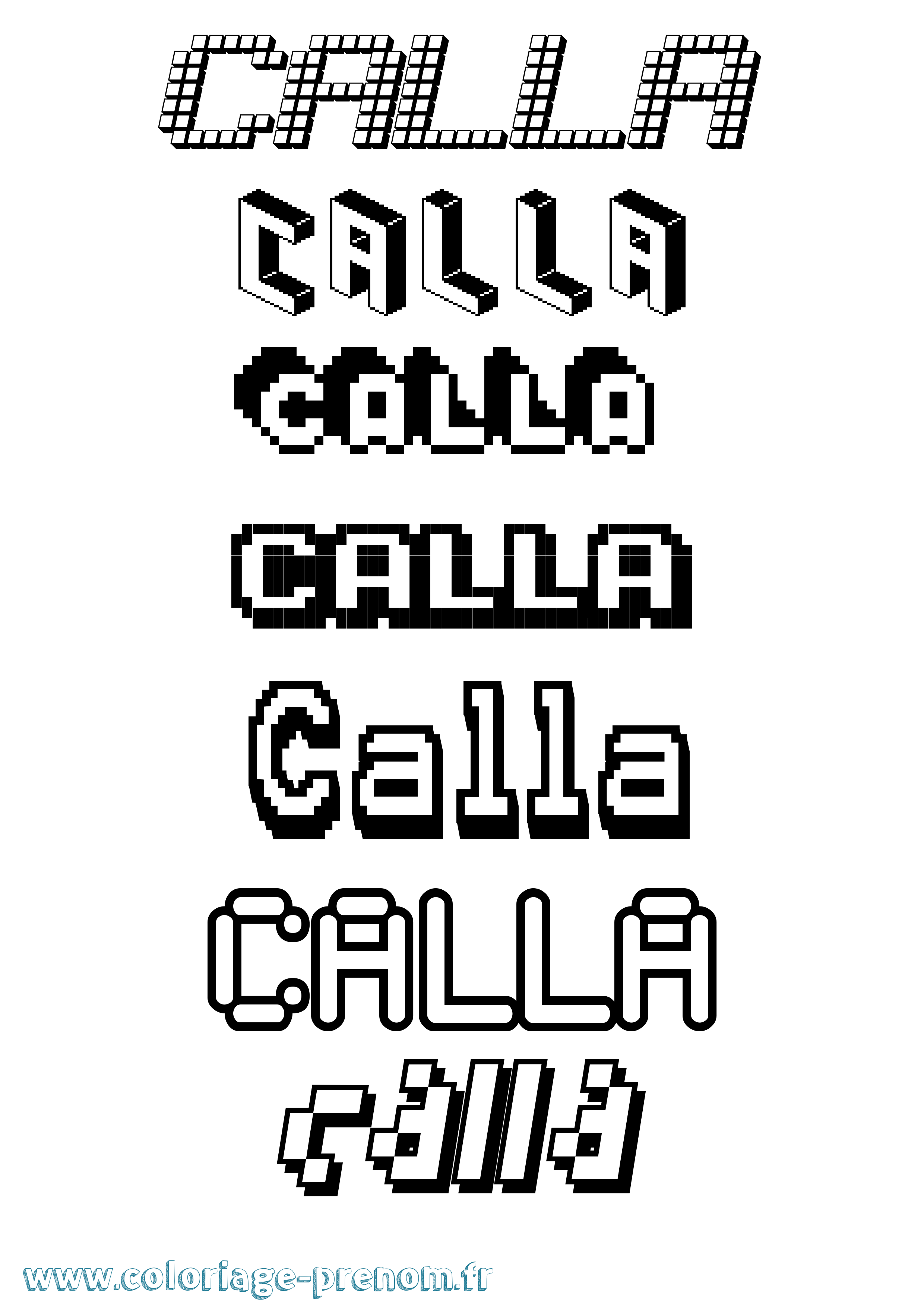 Coloriage prénom Calla Pixel