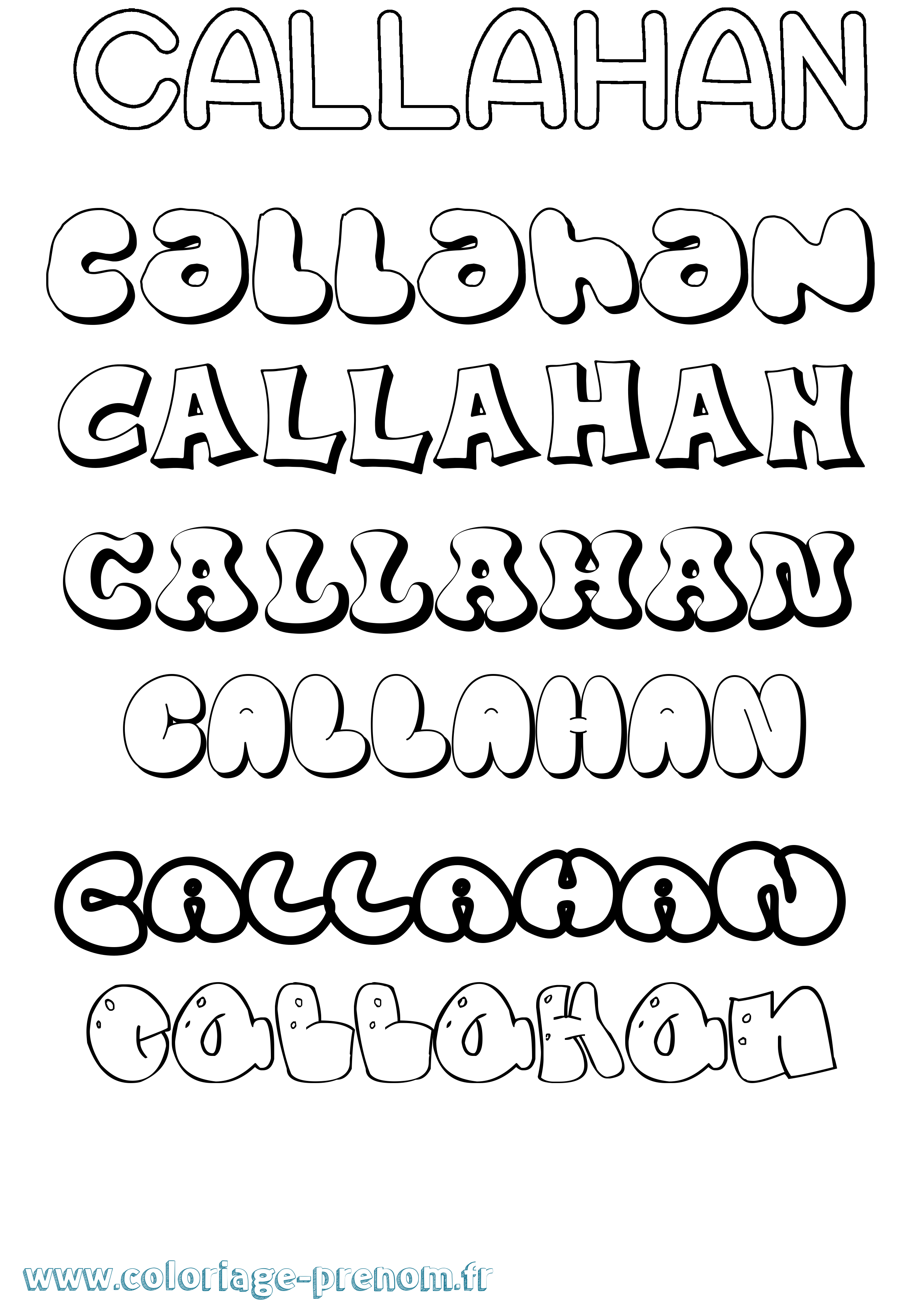 Coloriage Callahan Bubble Coloriage prénom Callahan Bubble
