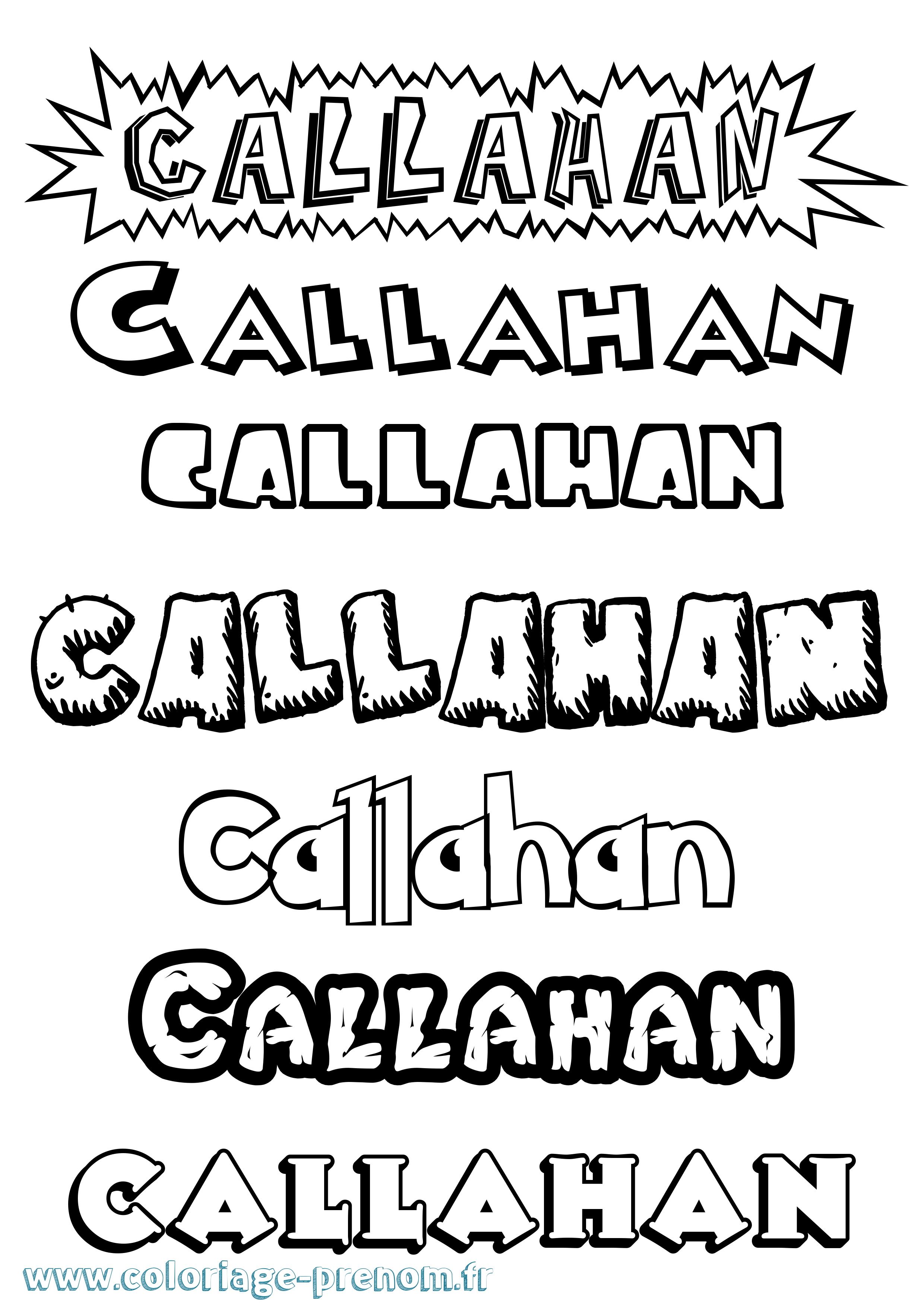 Coloriage Callahan Dessin Animé Coloriage prénom Callahan Dessin Animé