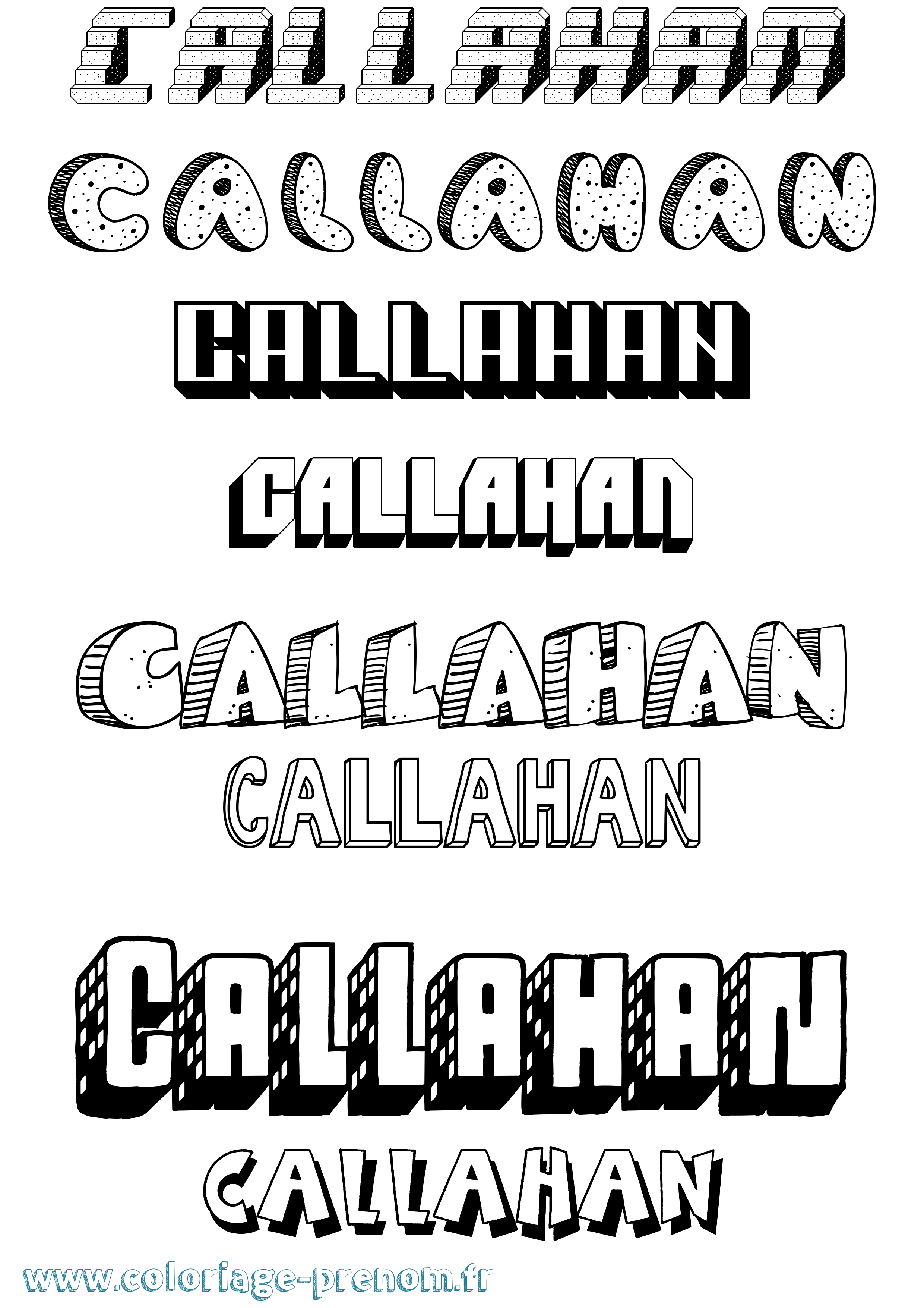 Coloriage Callahan Effet 3D Coloriage prénom Callahan Effet 3D
