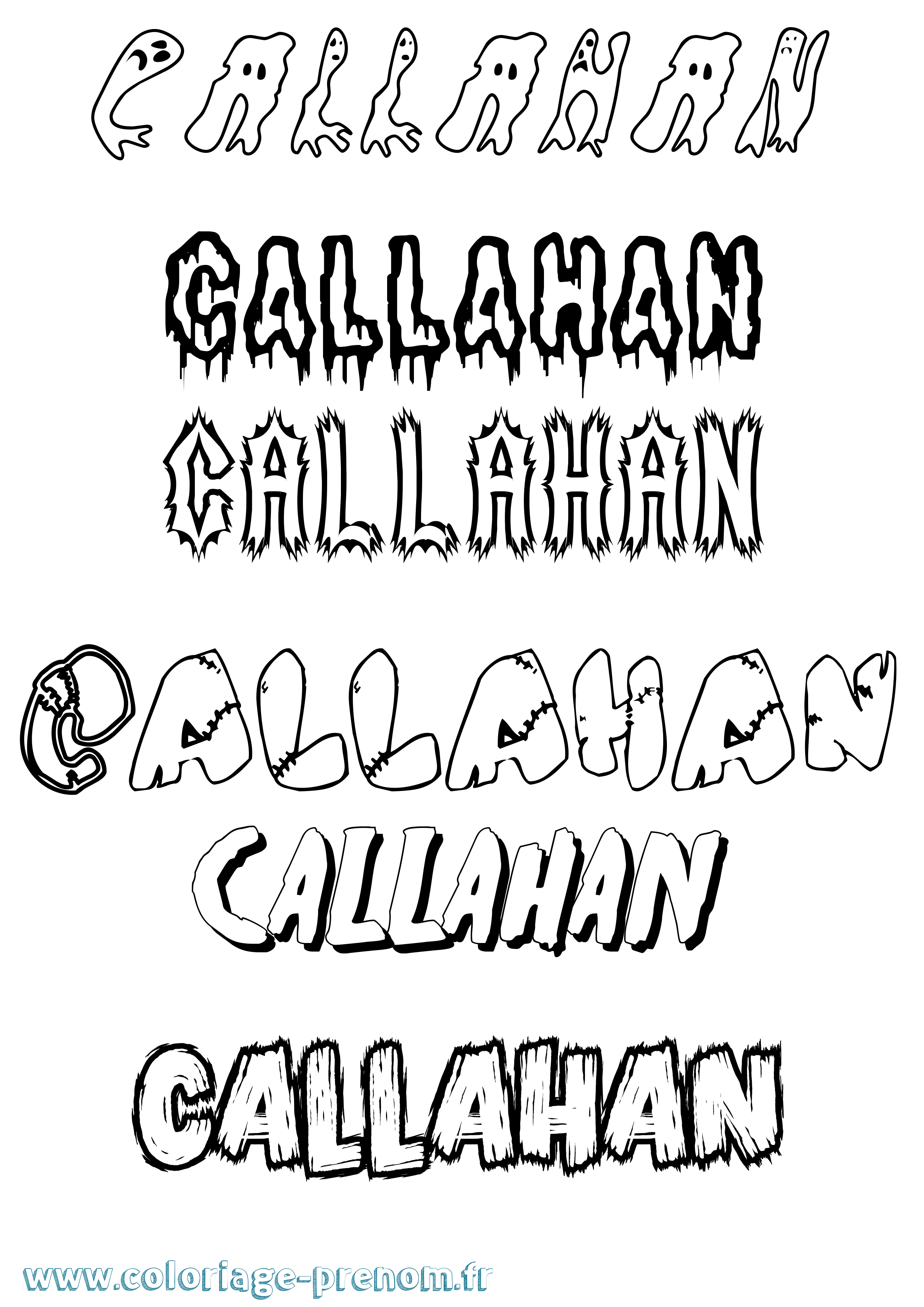 Coloriage Callahan Frisson Coloriage prénom Callahan Frisson