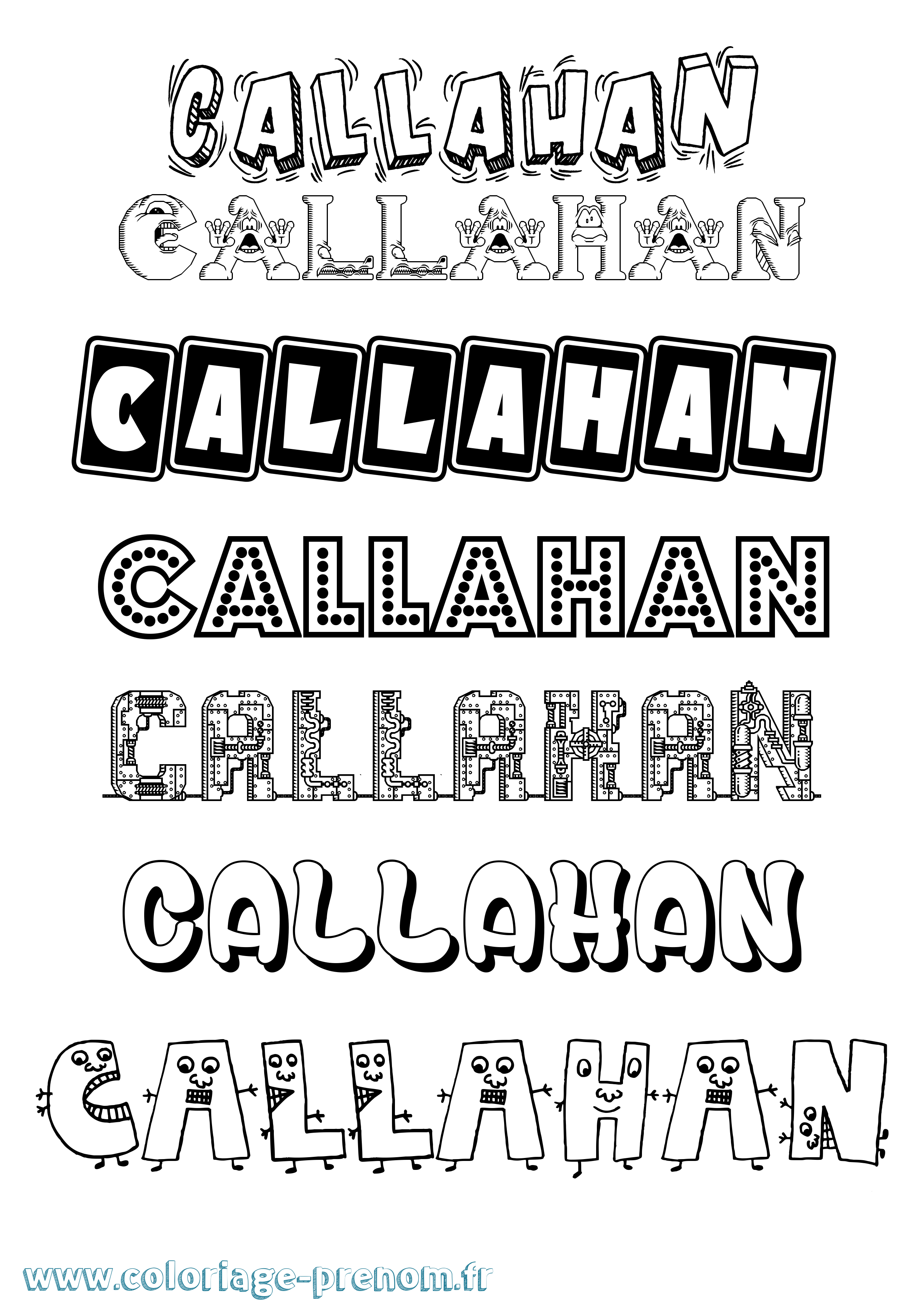 Coloriage Callahan Fun Coloriage prénom Callahan Fun