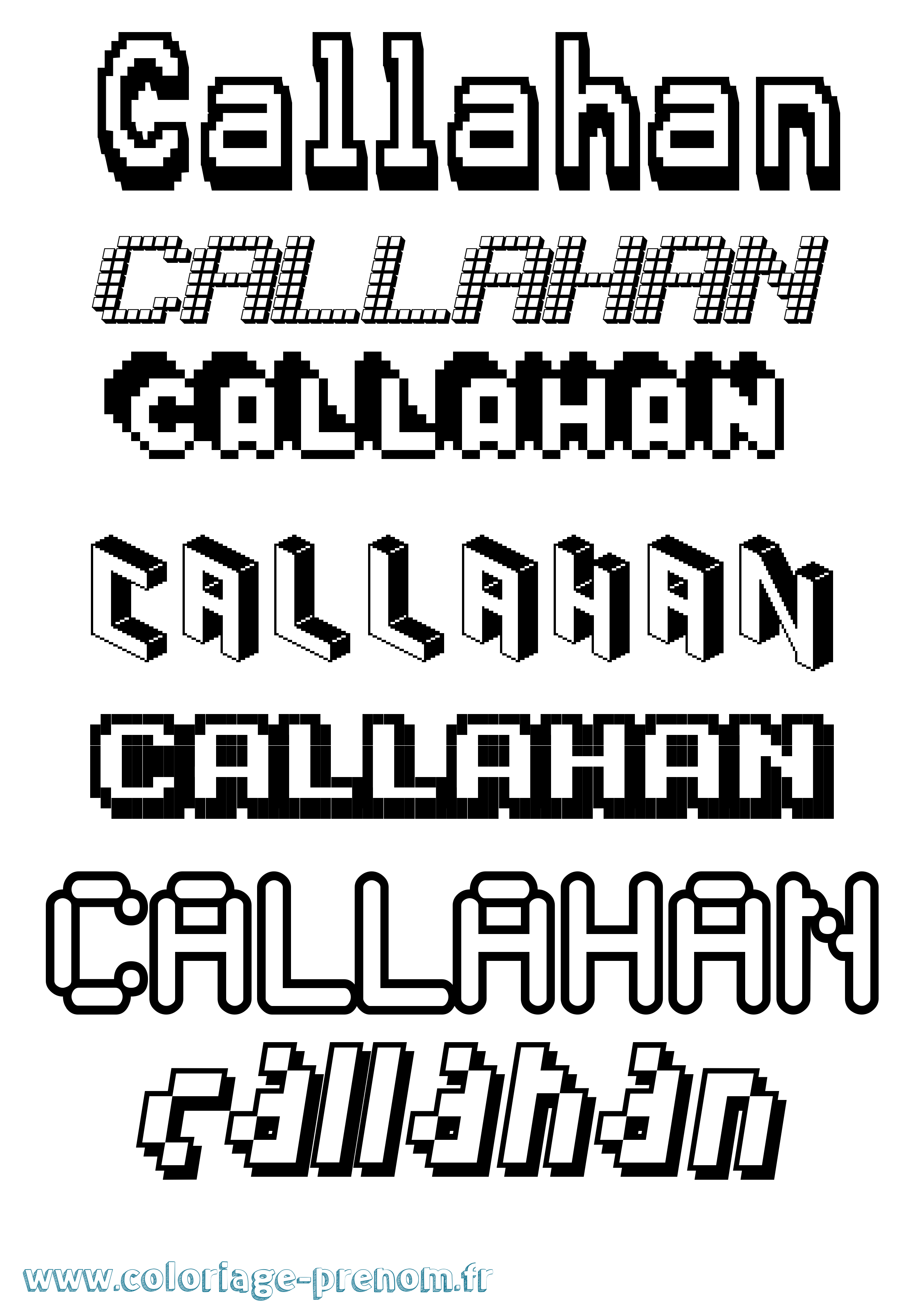 Coloriage Callahan Pixel Coloriage prénom Callahan Pixel