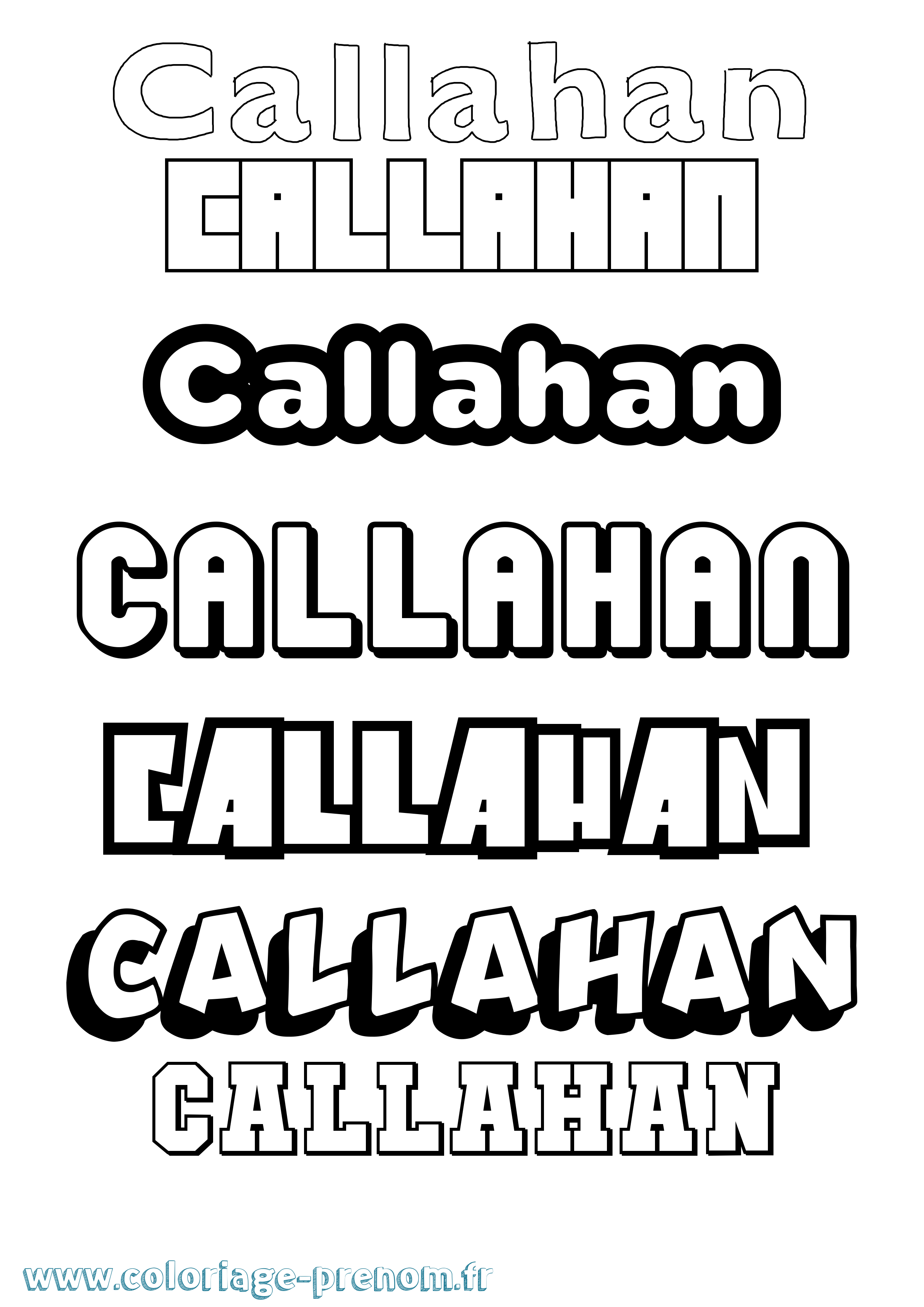 Coloriage Callahan Simple Coloriage prénom Callahan Simple