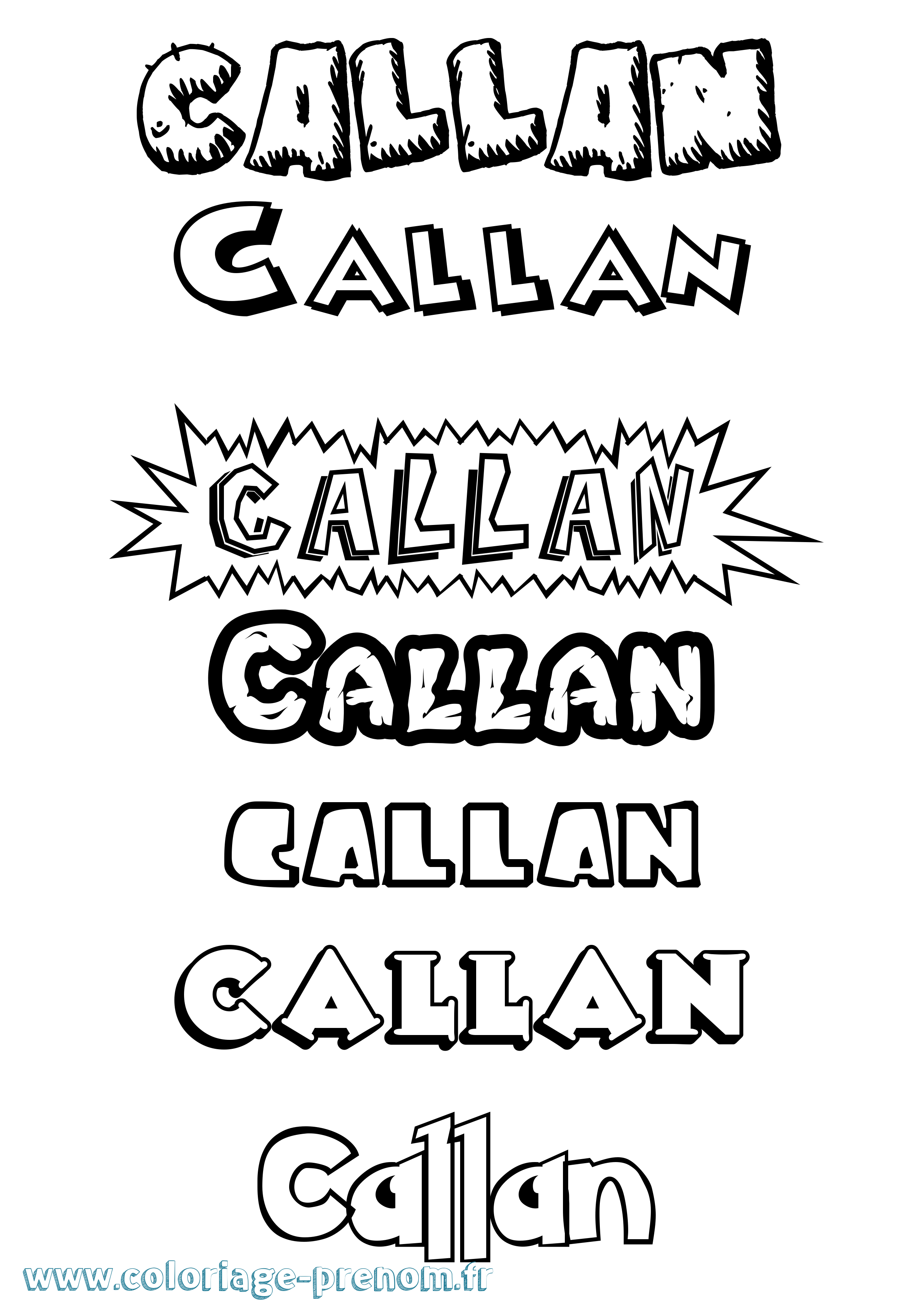 Coloriage Callan Dessin Animé Coloriage prénom Callan Dessin Animé