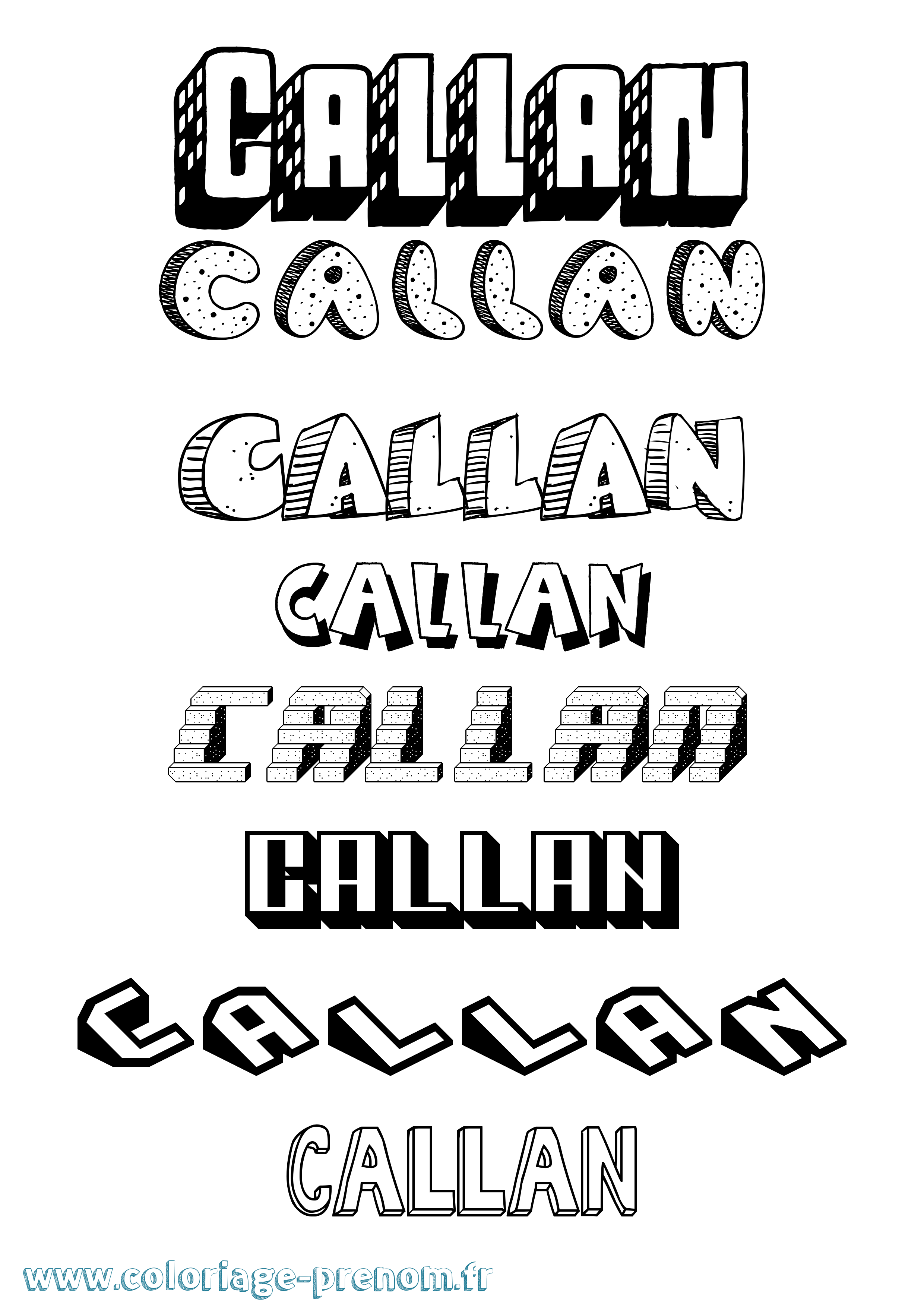Coloriage Callan Effet 3D Coloriage prénom Callan Effet 3D