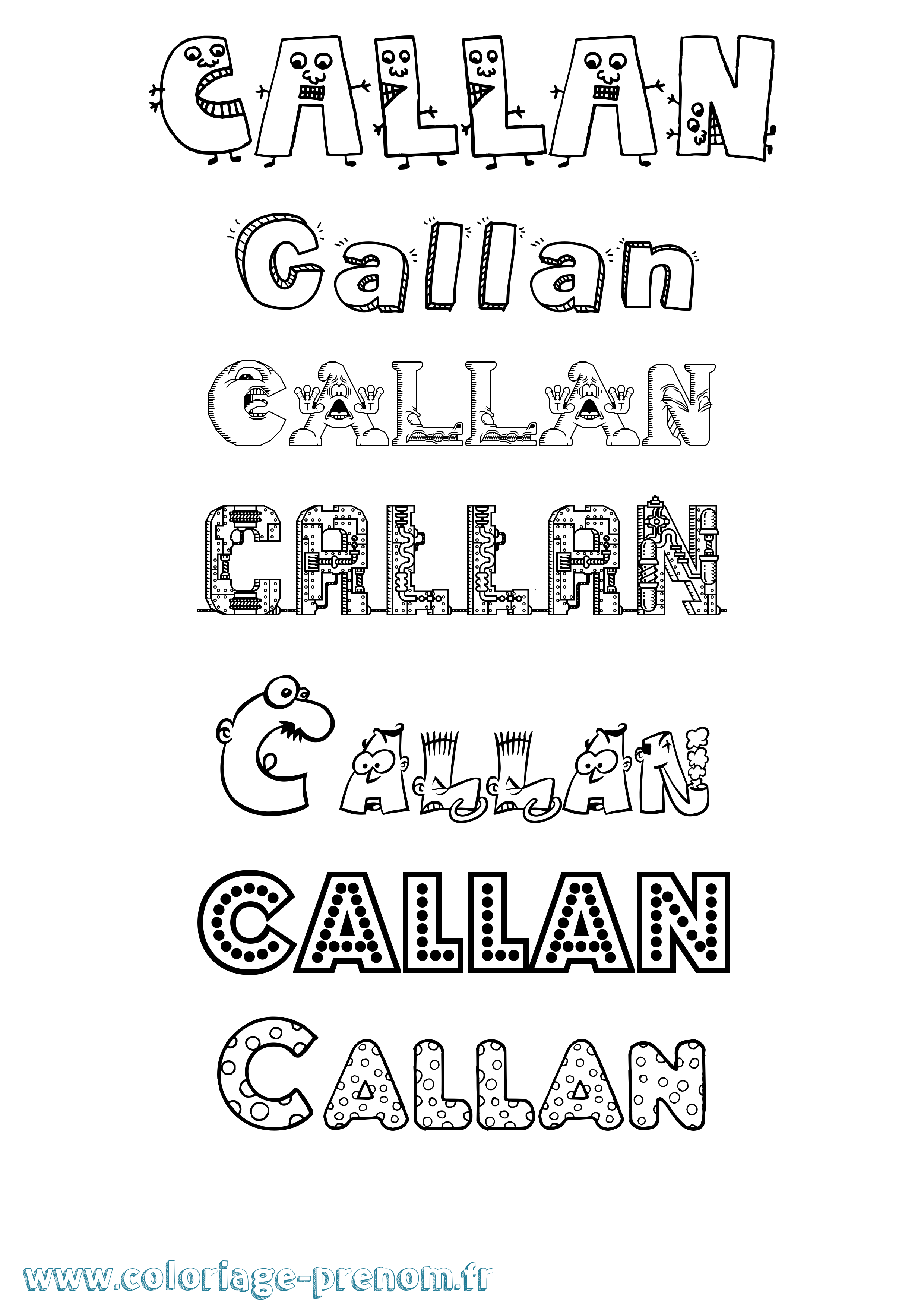 Coloriage Callan Fun Coloriage prénom Callan Fun