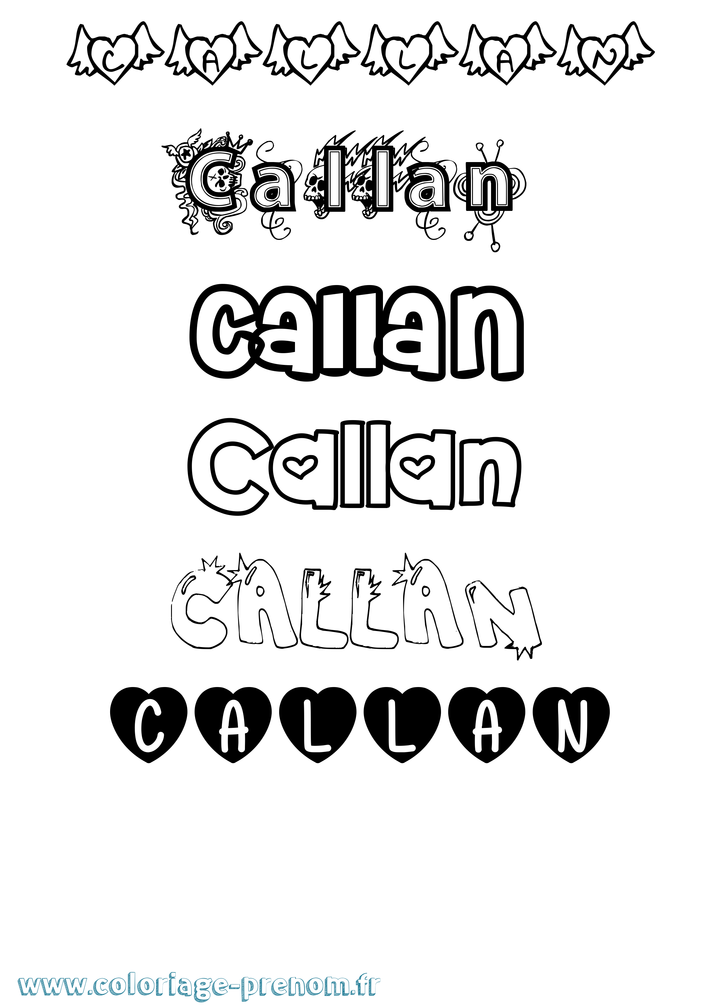 Coloriage Callan Girly Coloriage prénom Callan Girly
