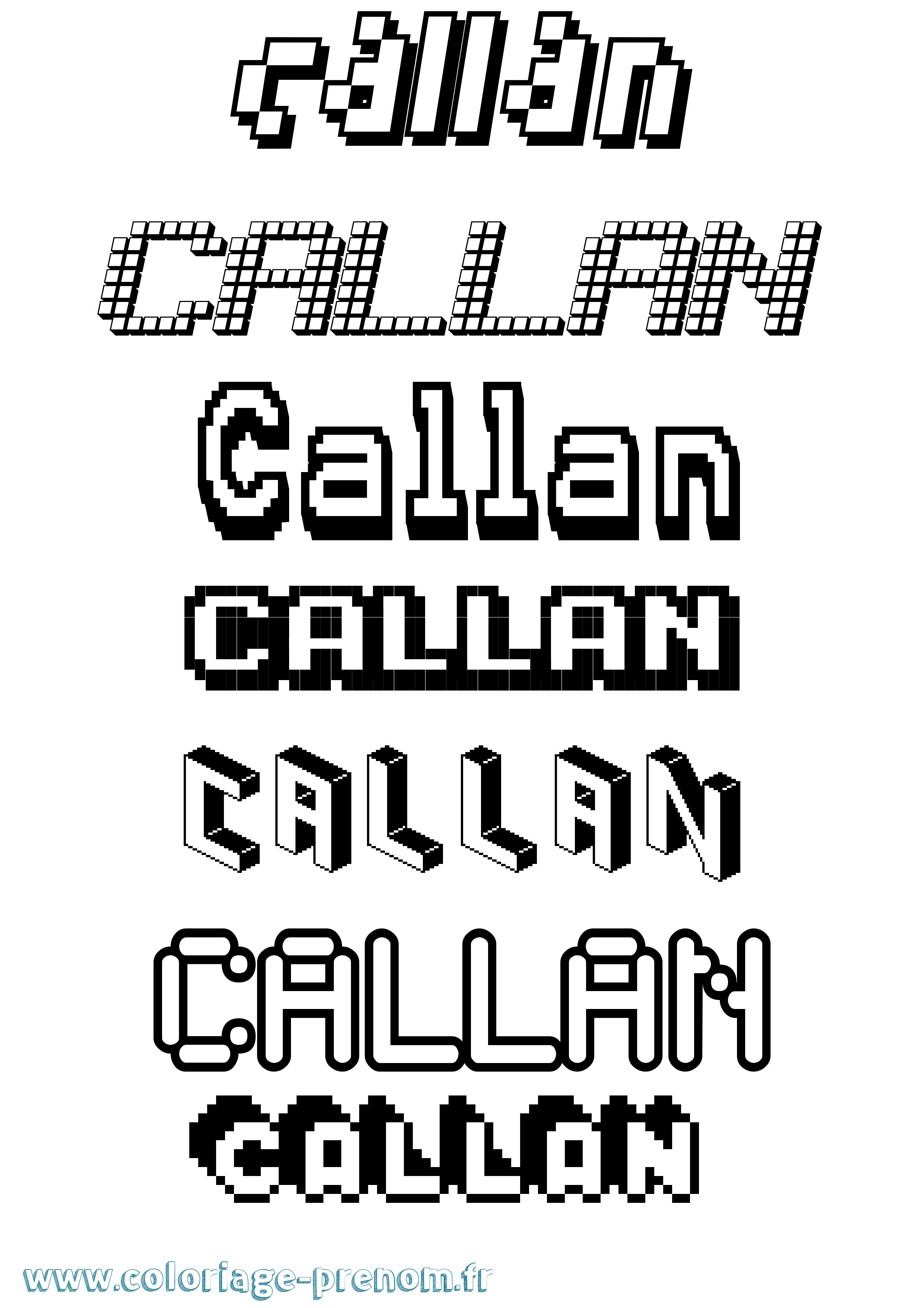Coloriage Callan Pixel Coloriage prénom Callan Pixel