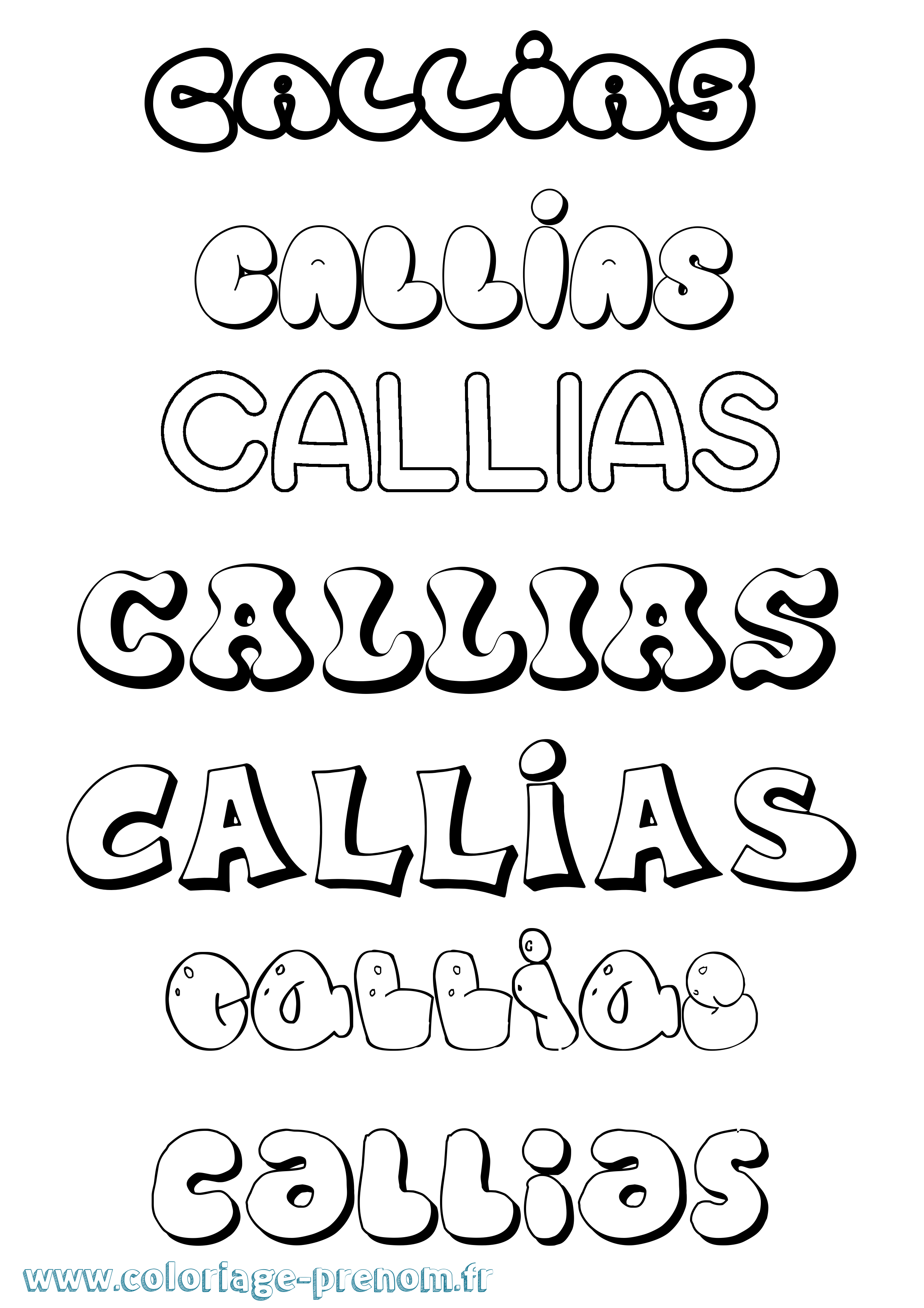 Coloriage Callias Bubble Coloriage prénom Callias Bubble