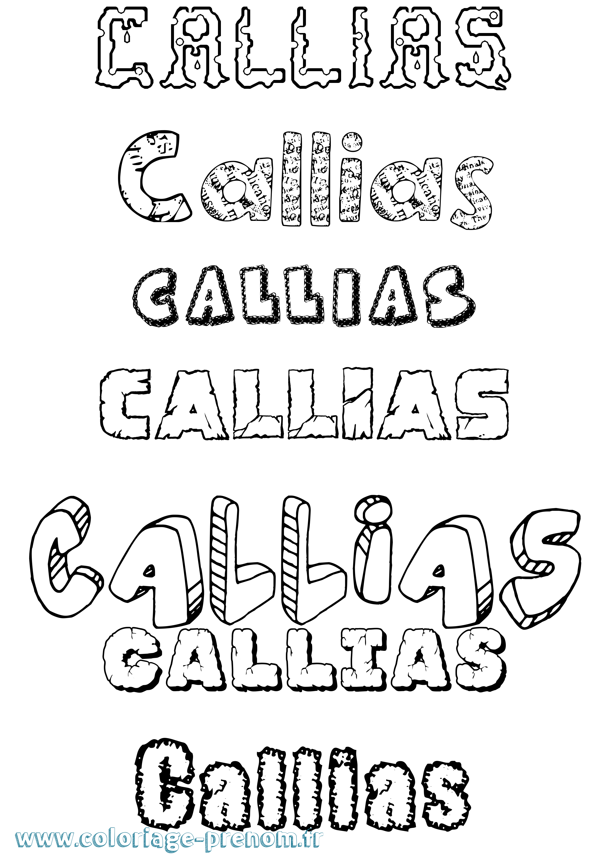 Coloriage Callias Destructuré Coloriage prénom Callias Destructuré