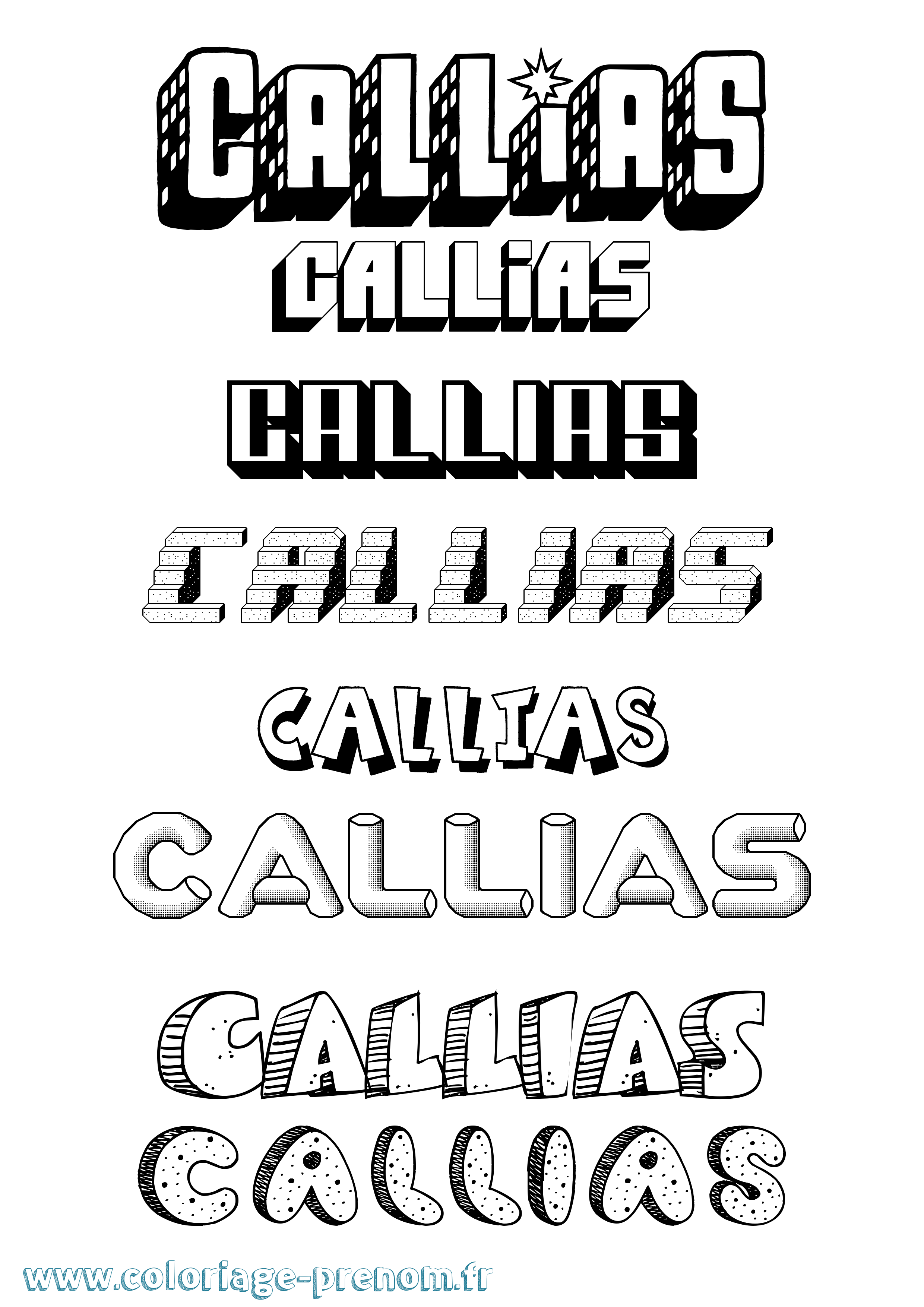 Coloriage Callias Effet 3D Coloriage prénom Callias Effet 3D