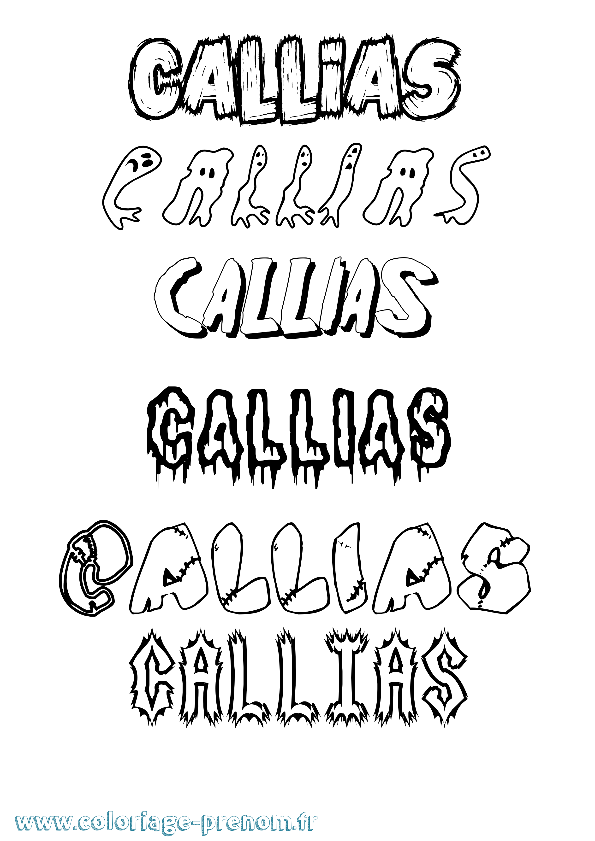 Coloriage Callias Frisson Coloriage prénom Callias Frisson