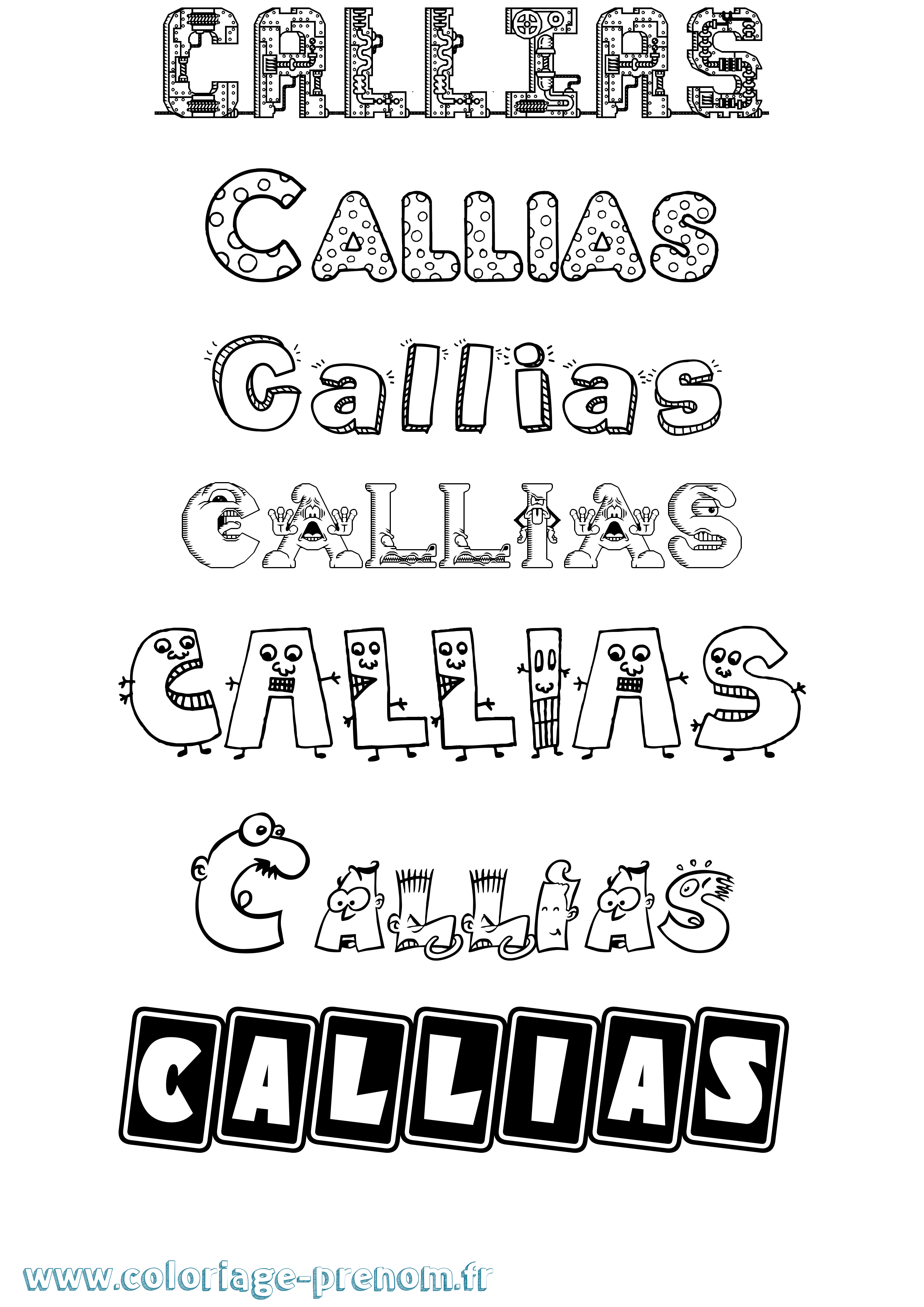Coloriage prénom Callias Fun