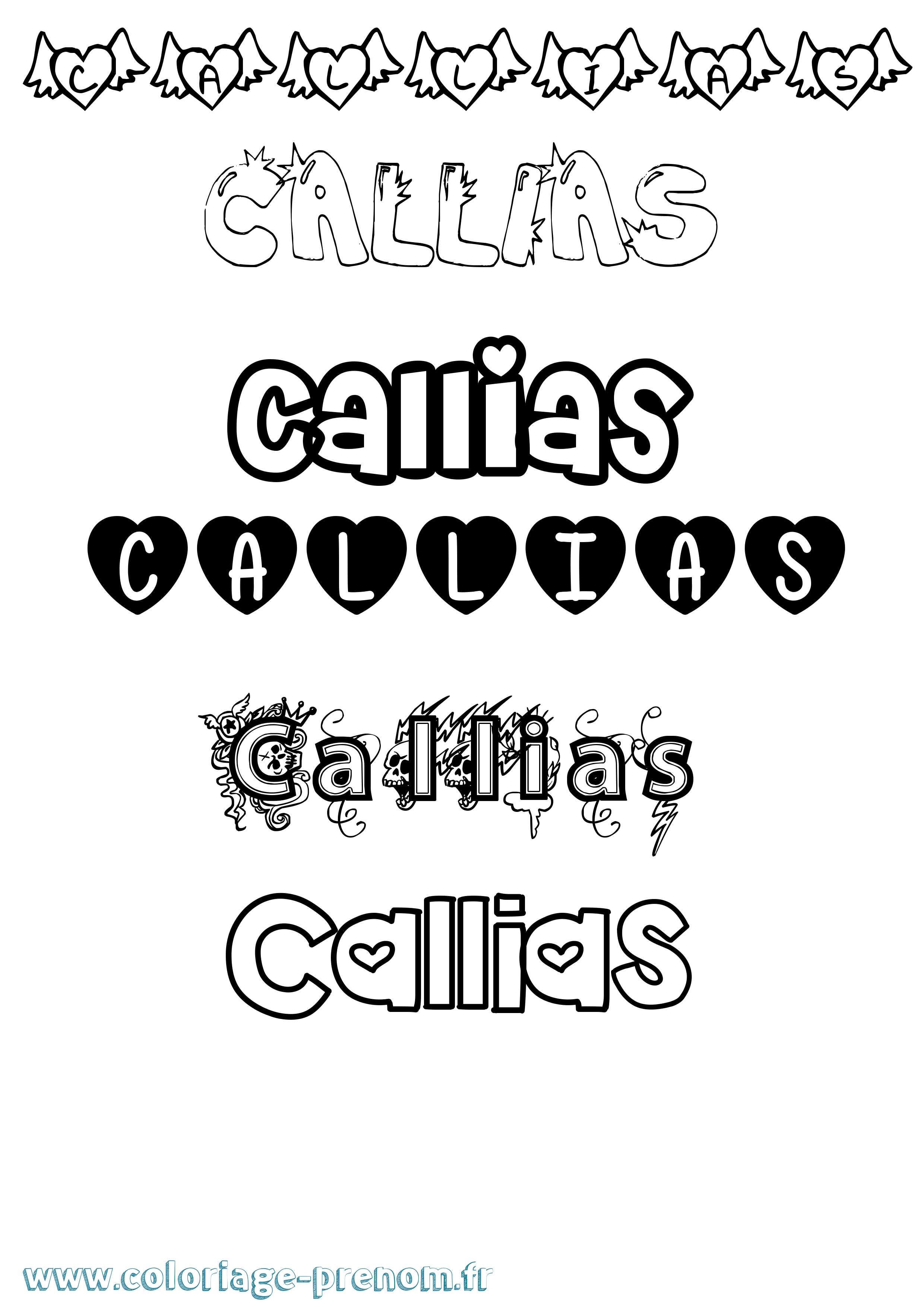 Coloriage prénom Callias Girly