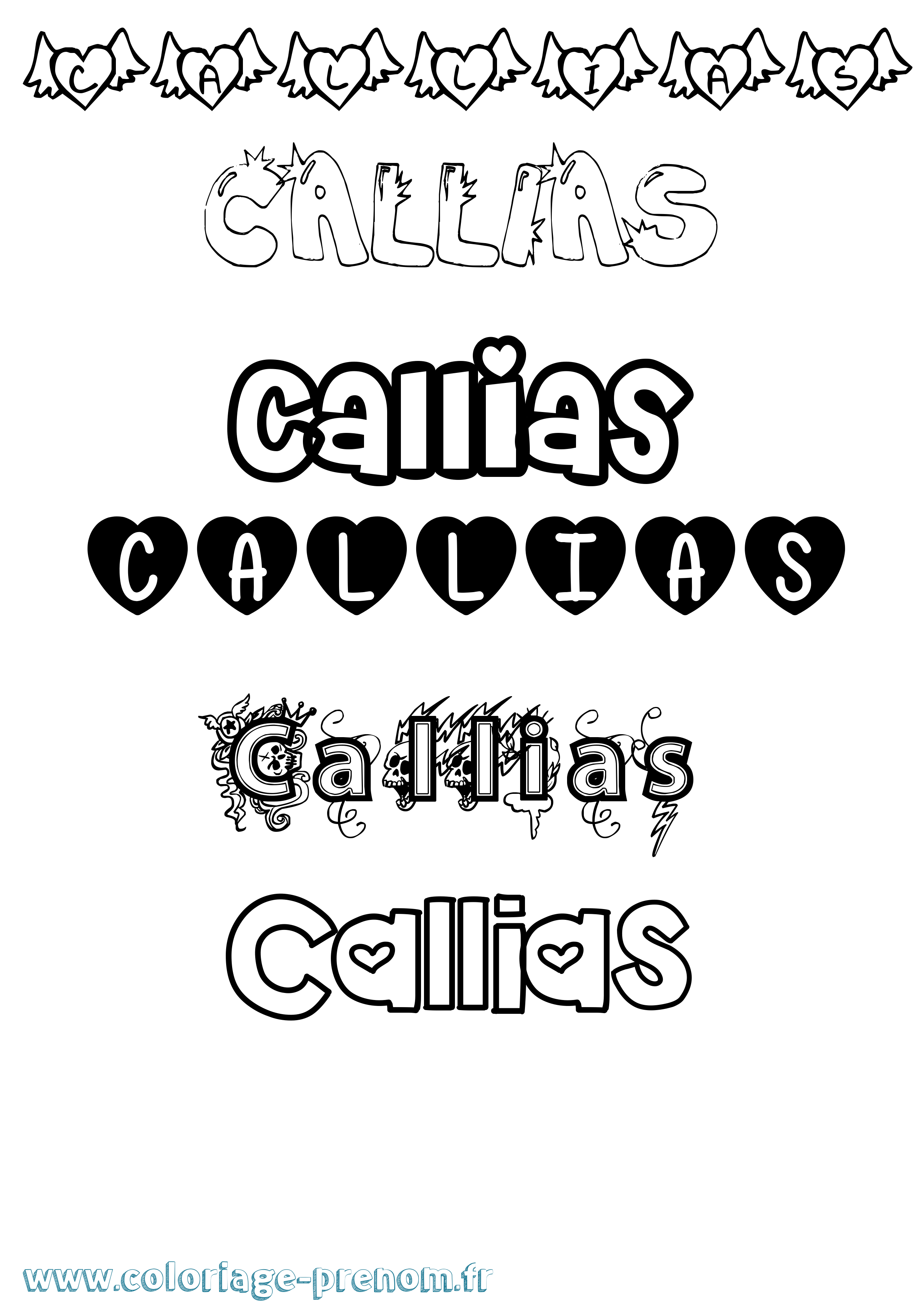 Coloriage Callias Girly Coloriage prénom Callias Girly