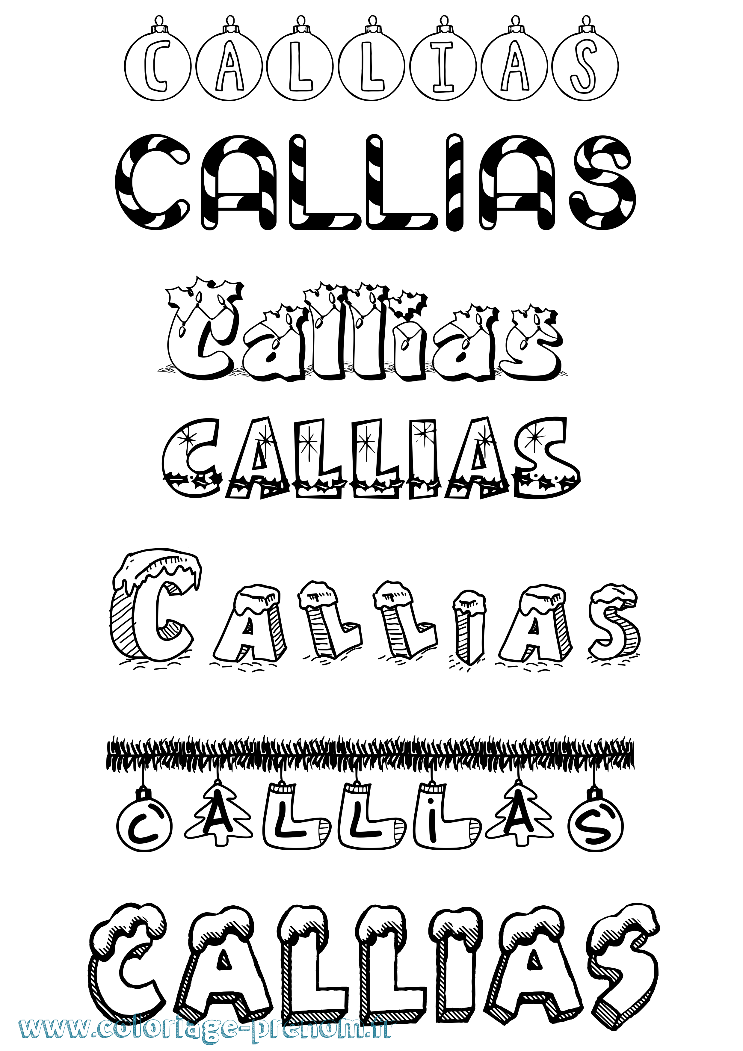 Coloriage Callias Noël Coloriage prénom Callias Noël