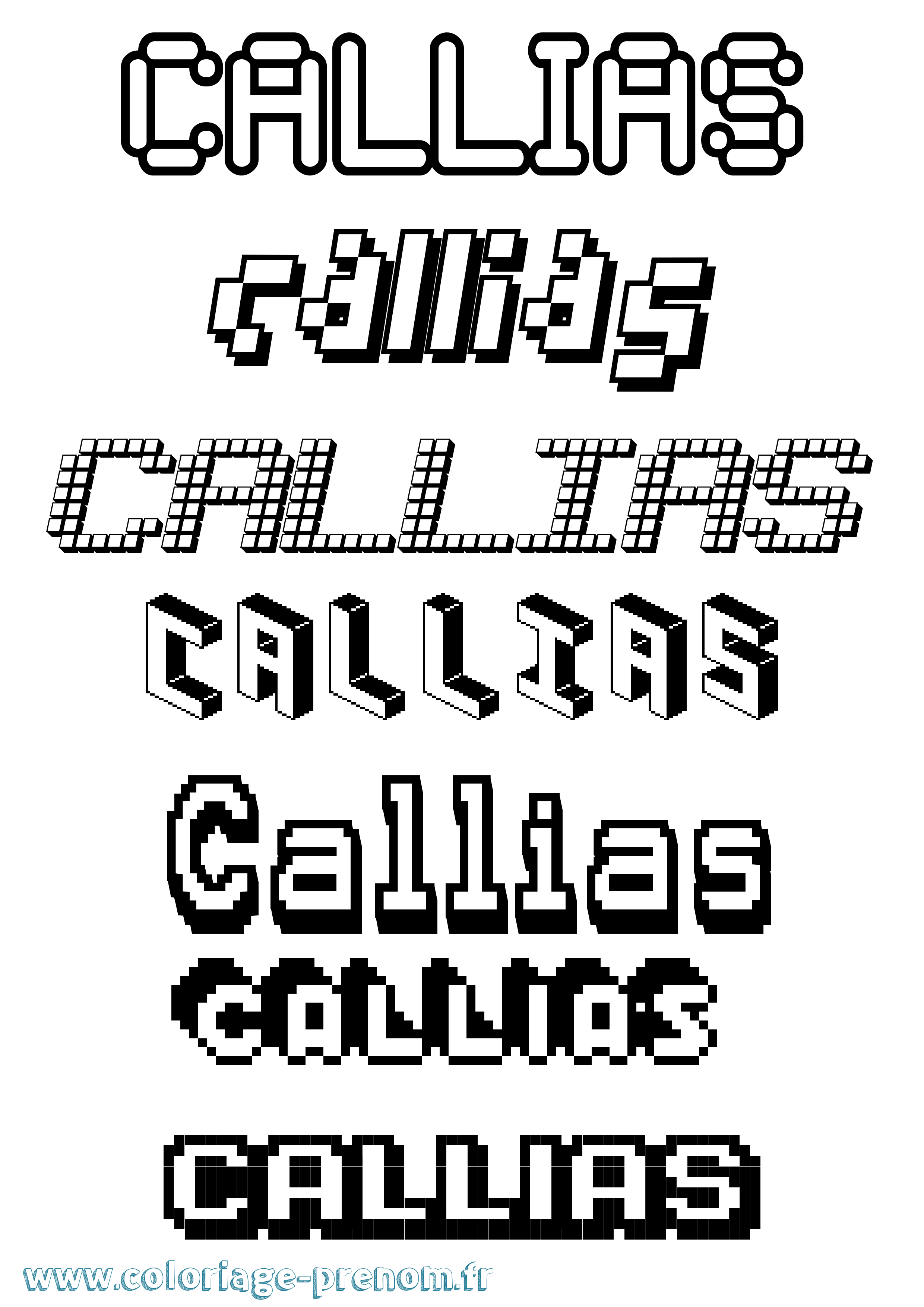 Coloriage prénom Callias Pixel