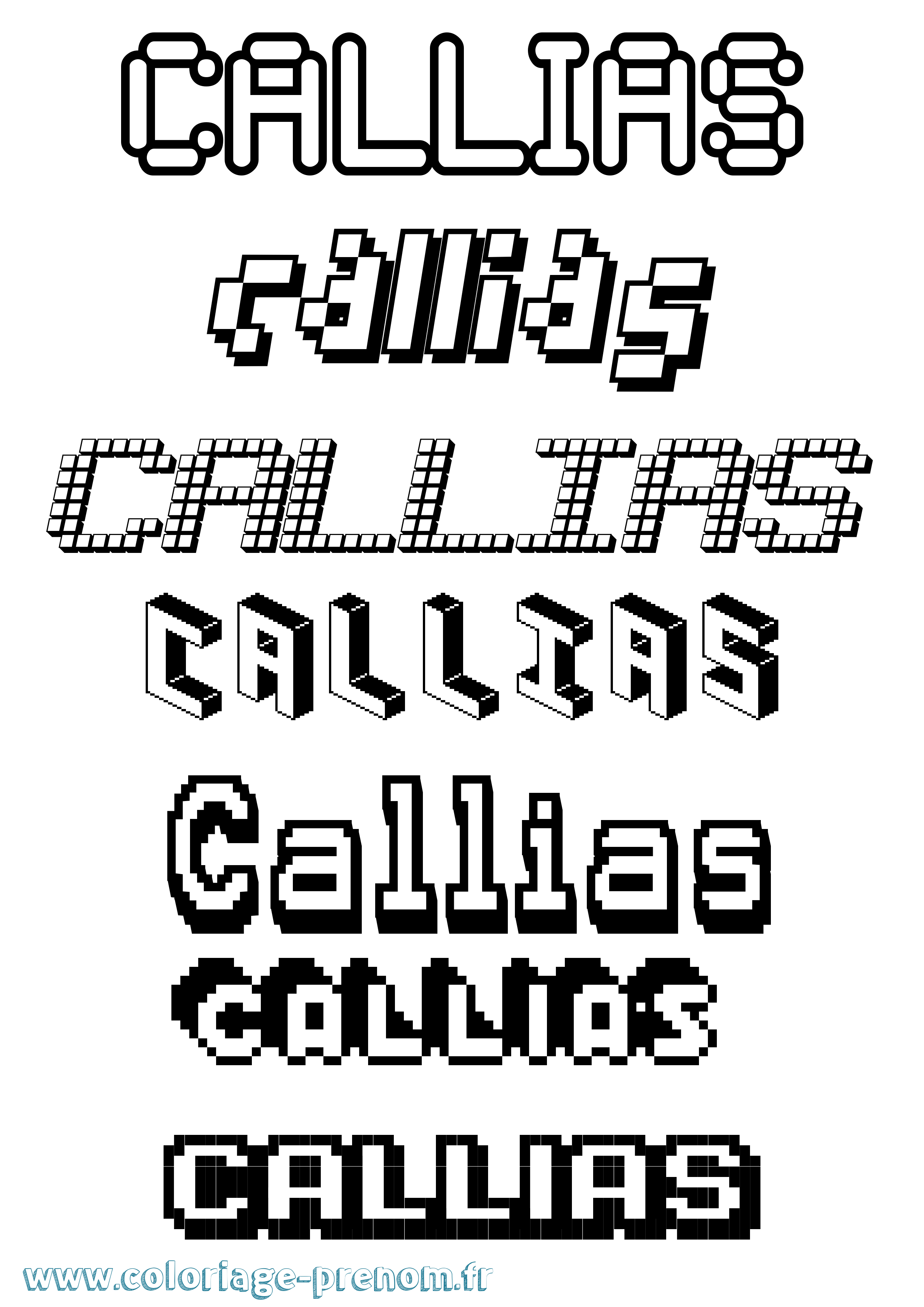 Coloriage Callias Pixel Coloriage prénom Callias Pixel