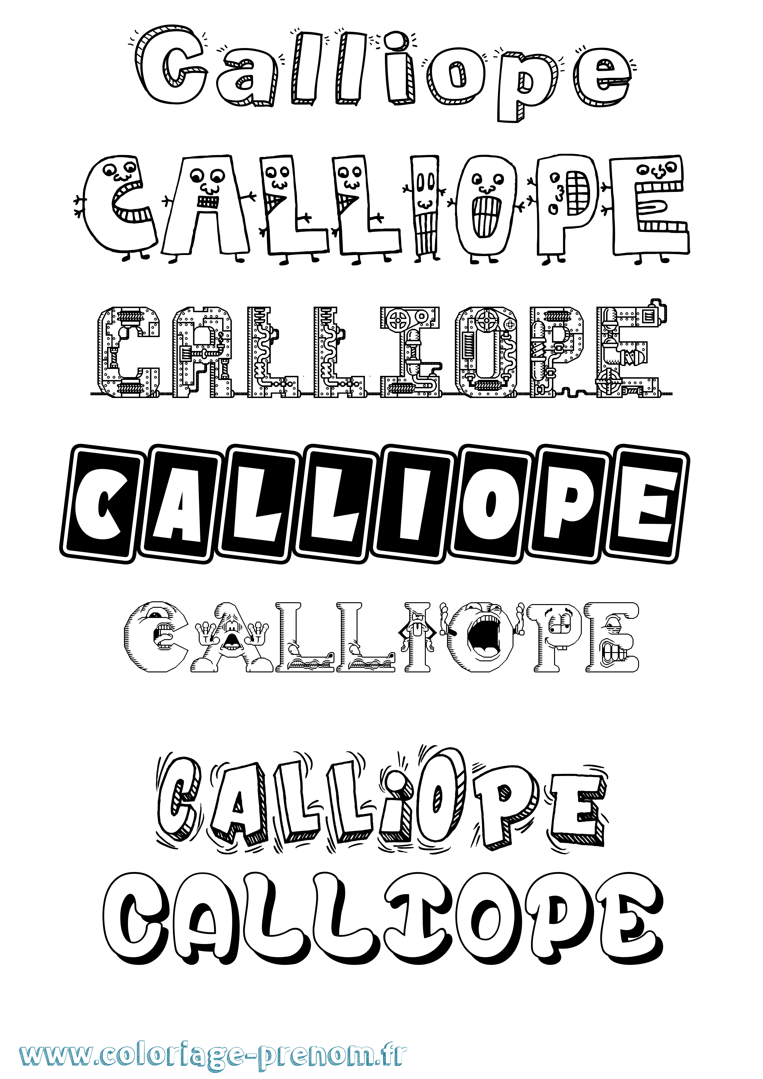 Coloriage prénom Calliope Fun
