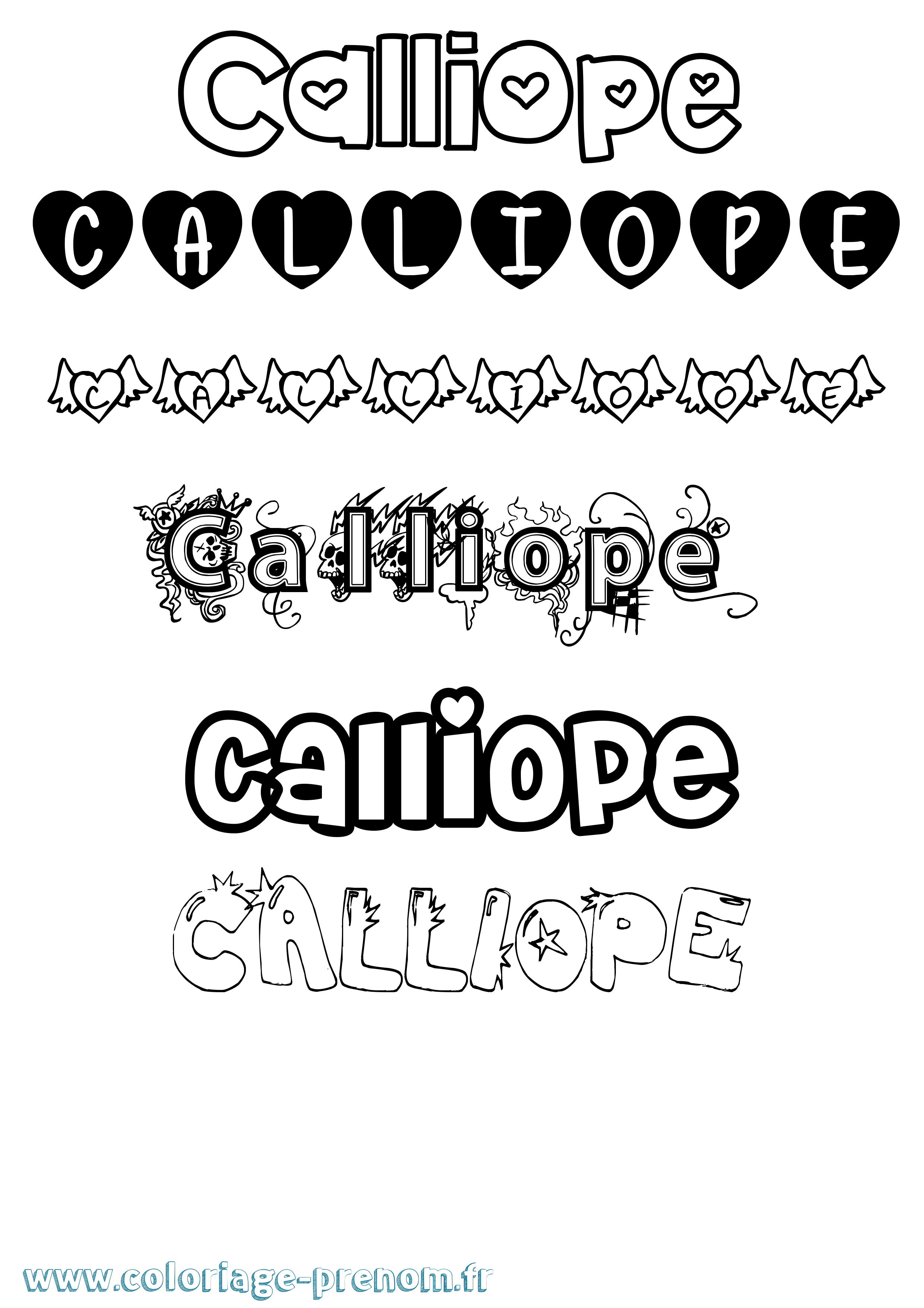 Coloriage prénom Calliope Girly