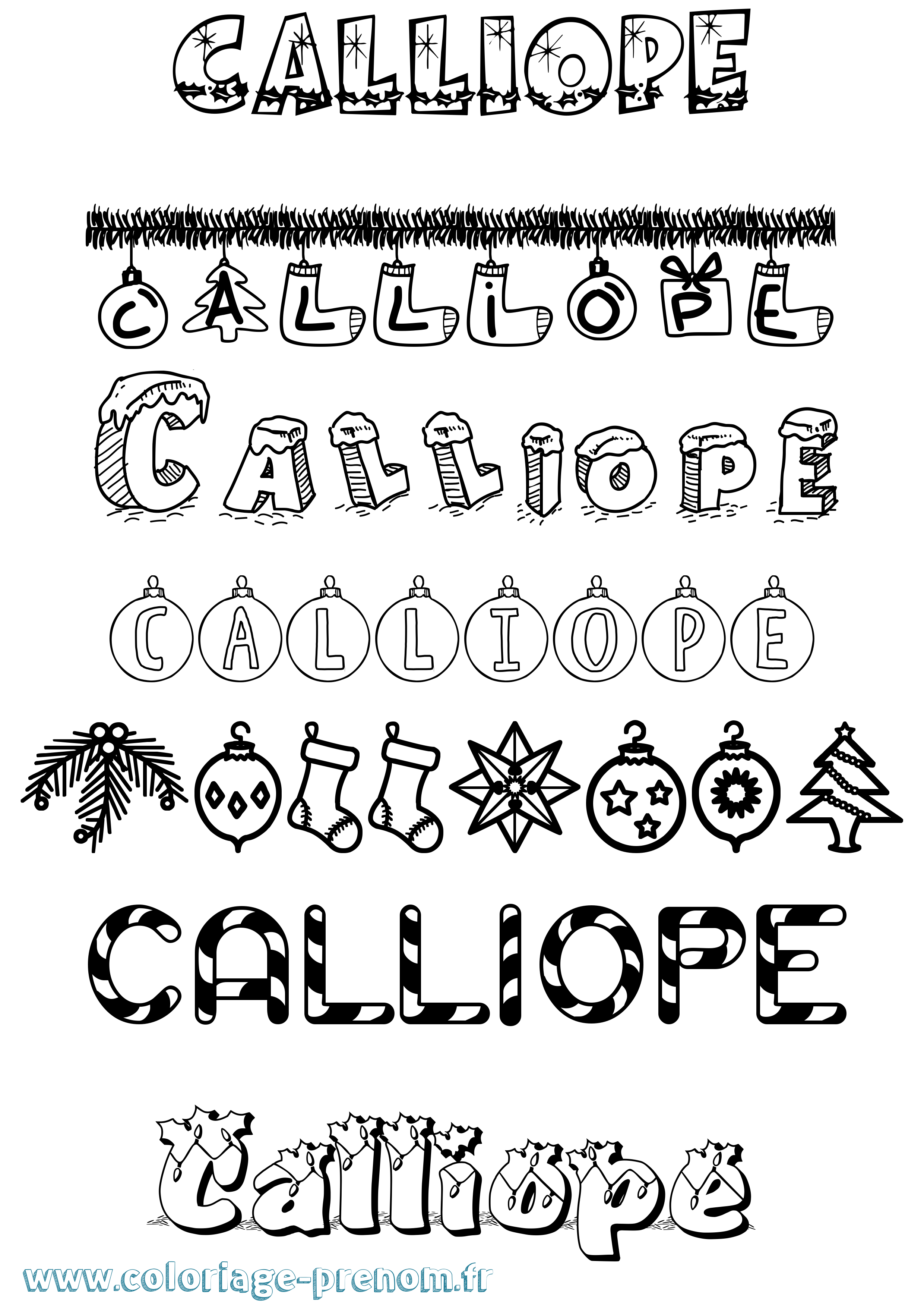 Coloriage prénom Calliope Noël