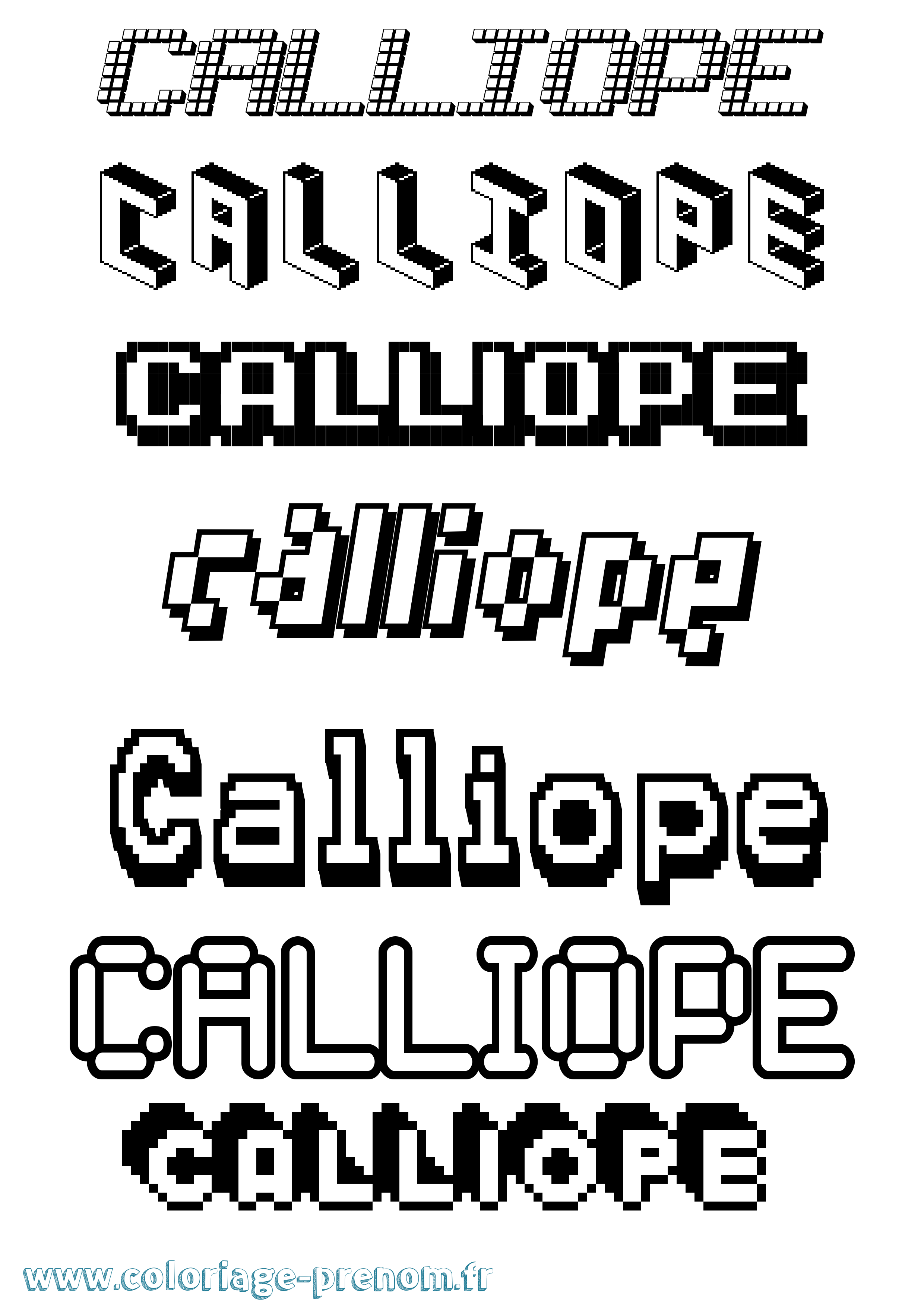 Coloriage prénom Calliope Pixel