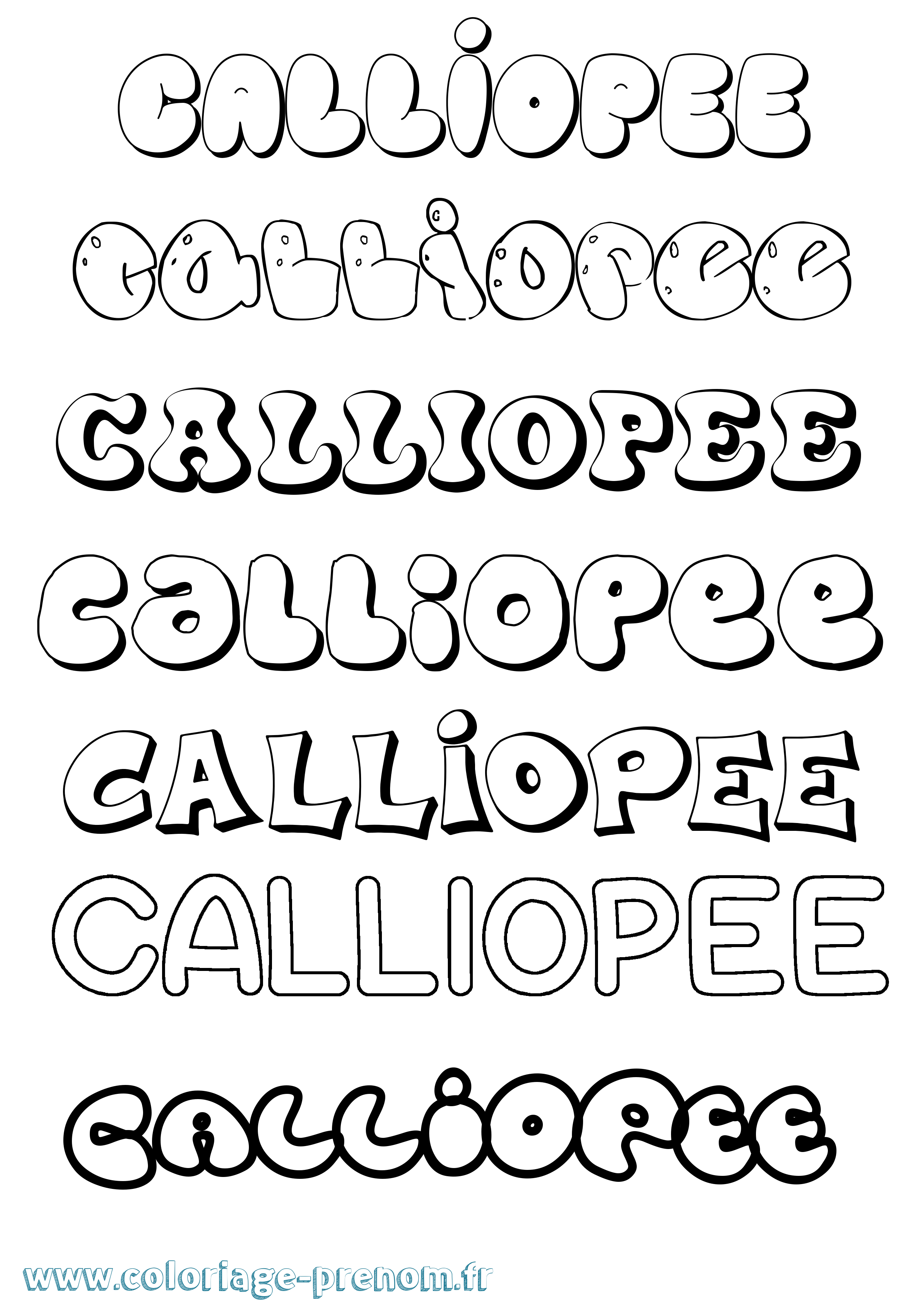 Coloriage prénom Calliopee Bubble